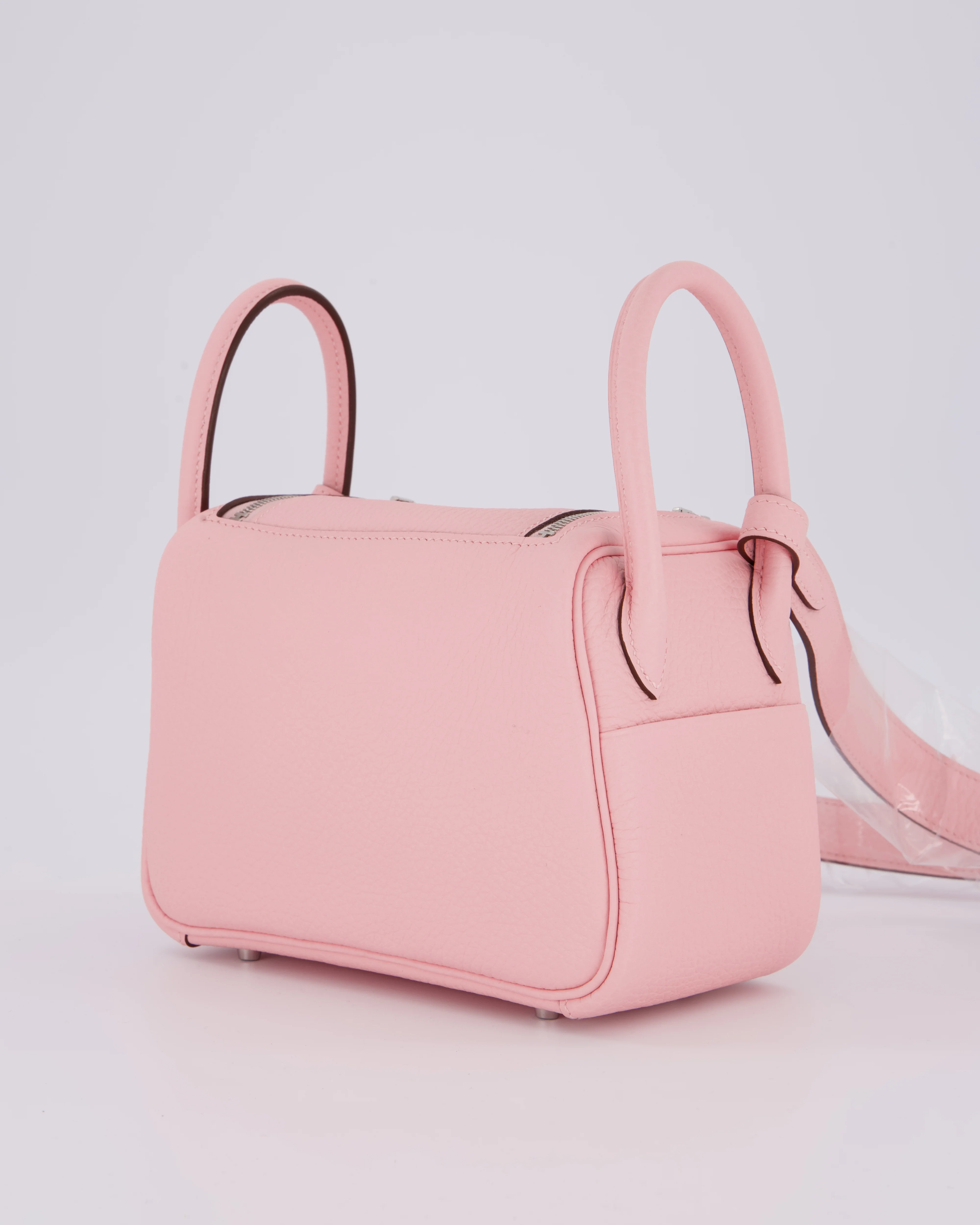*SUPER HOT* Hermès Mini Lindy II Bag in Rose Sakura Taurillon Clemence Leather with Palladium Hardware - Image 5