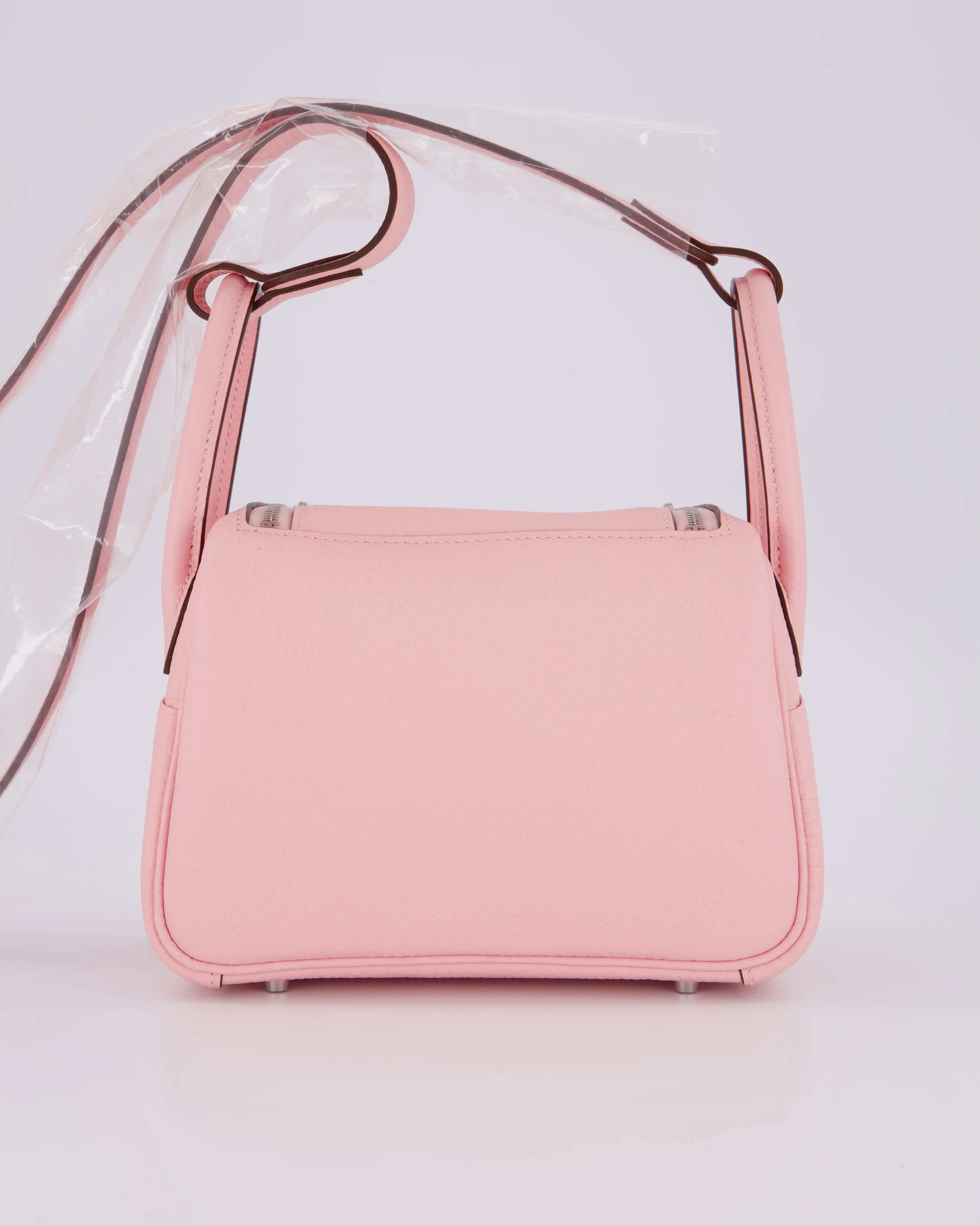 *SUPER HOT* Hermès Mini Lindy II Bag in Rose Sakura Taurillon Clemence Leather with Palladium Hardware - Image 6