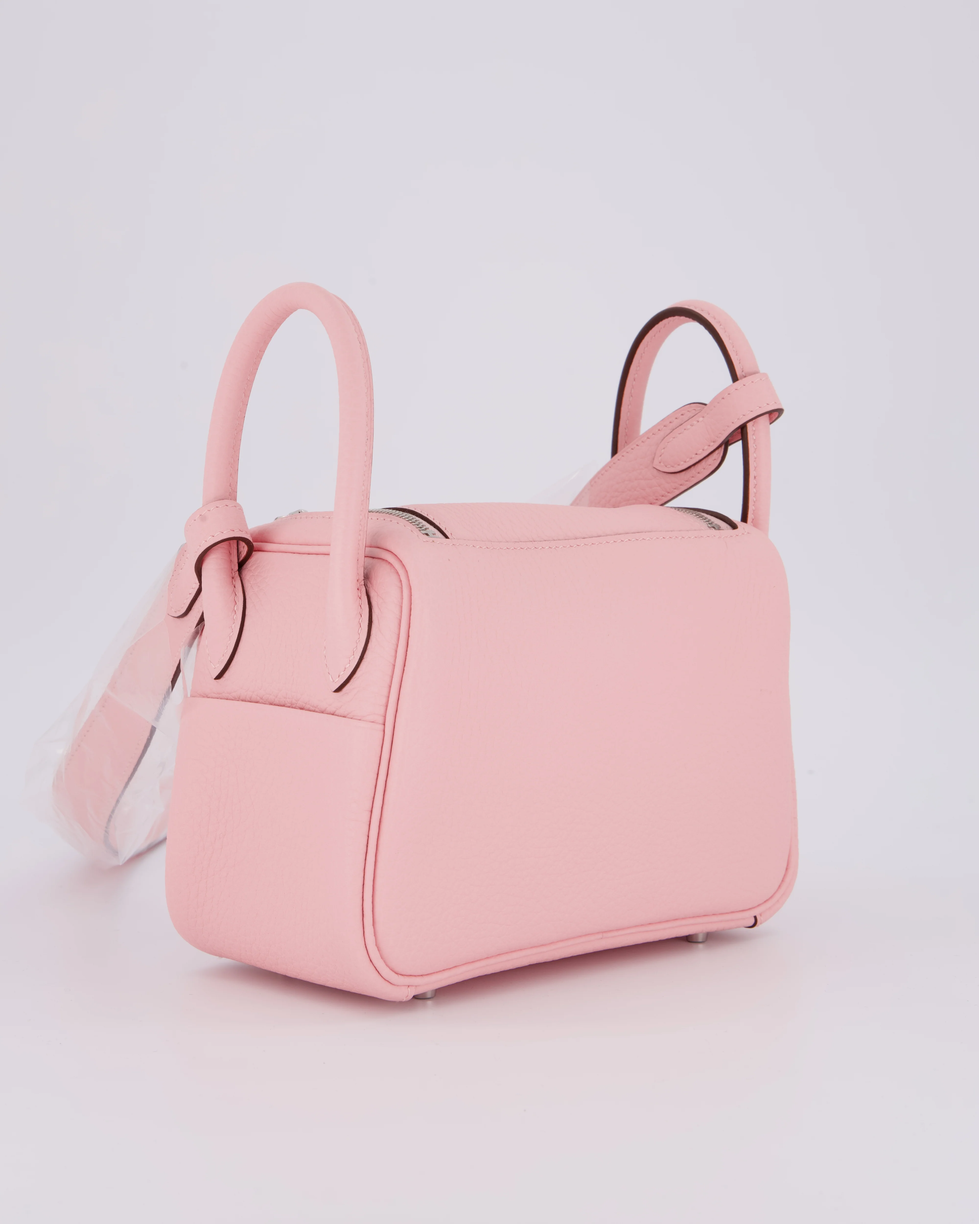 *SUPER HOT* Hermès Mini Lindy II Bag in Rose Sakura Taurillon Clemence Leather with Palladium Hardware - Image 7