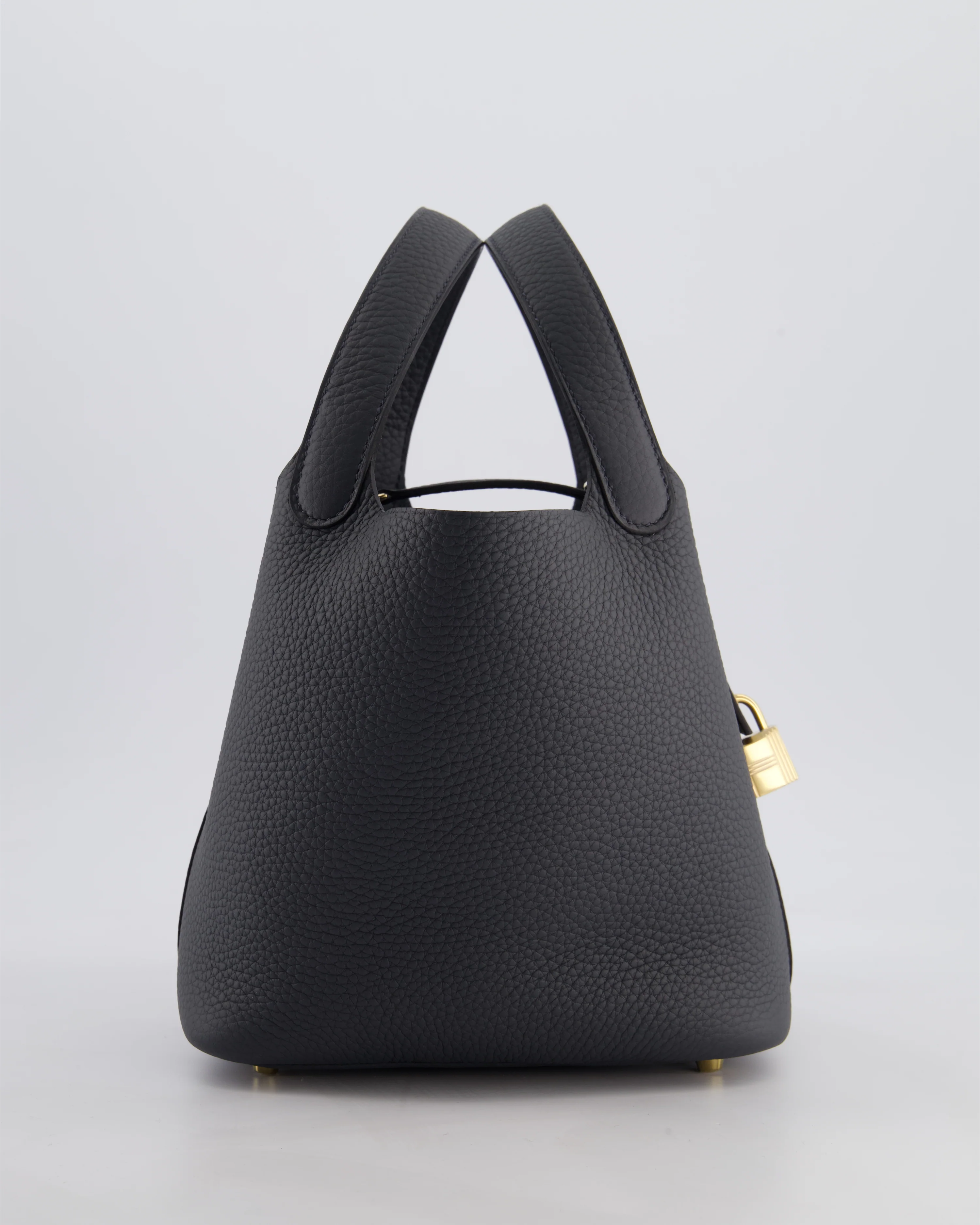 *HOT* Hermès Picotin Lock 18 Bag in Gris Misty Clemence Leather with Permabrass Hardware - Image 3