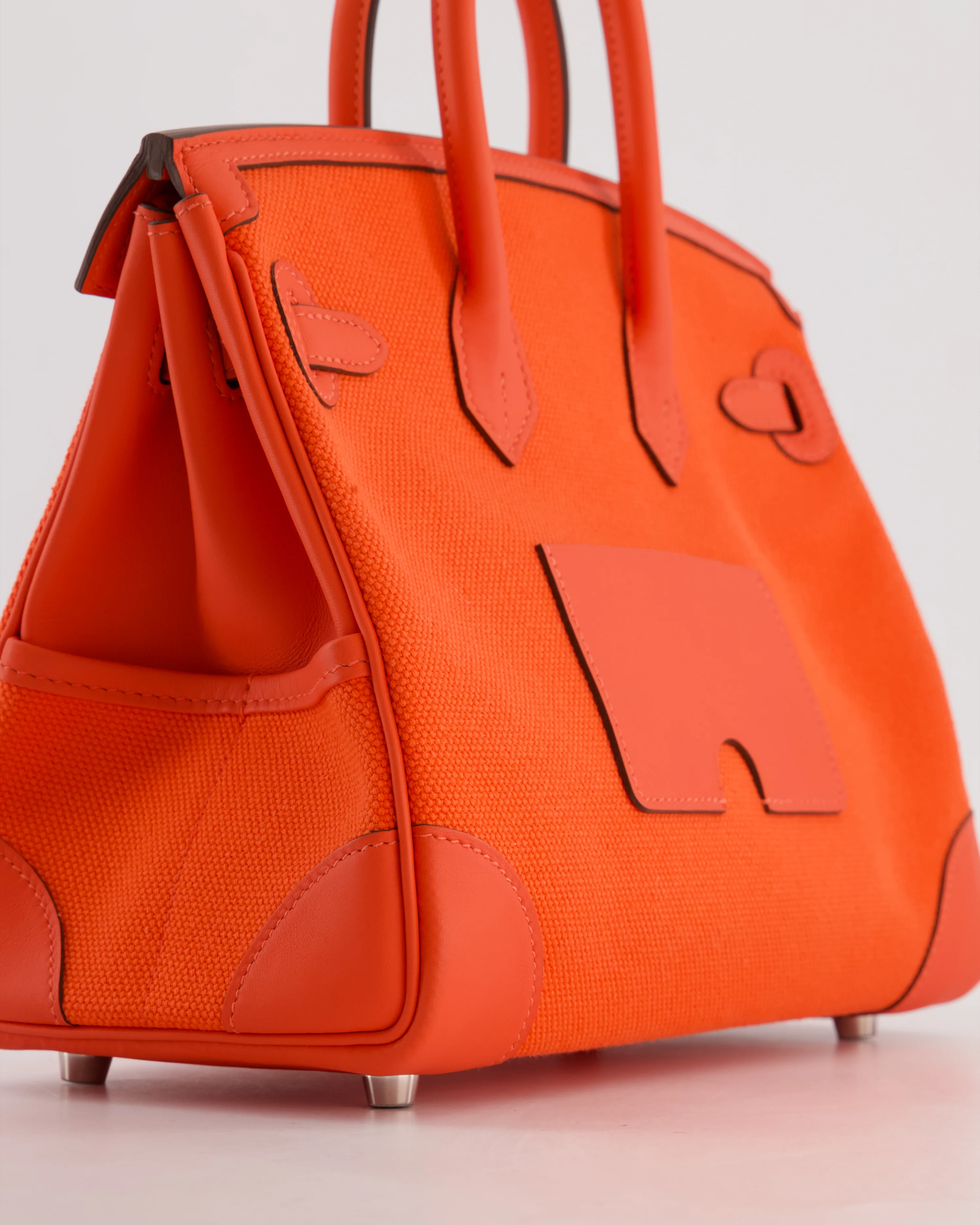 *SUPER HOT & RARE* Hermès Birkin 25 Cargo Bag in Orange Field Toile Goeland and Orange Field Swift Leather with Palladium Hardware - Image 14