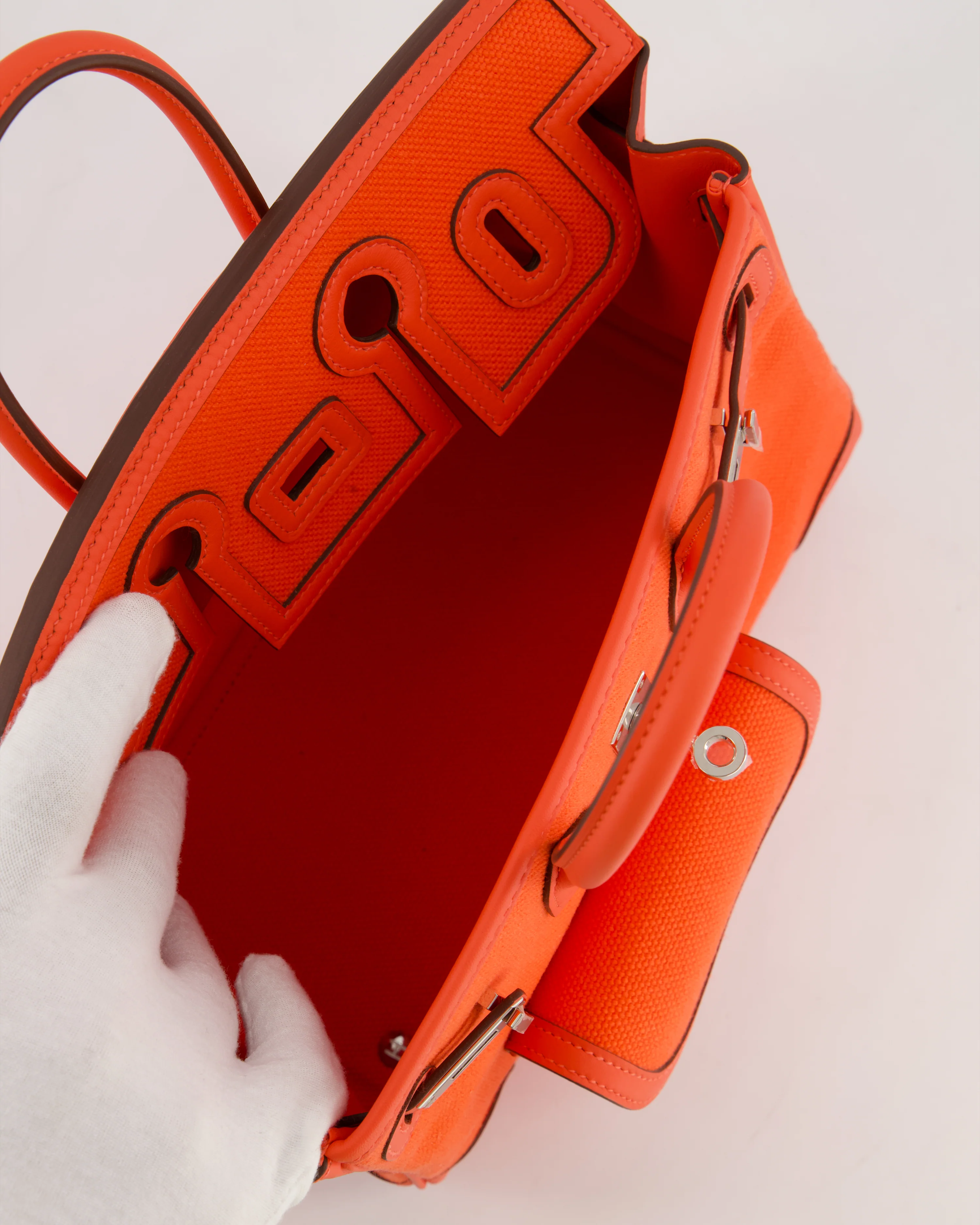 *SUPER HOT & RARE* Hermès Birkin 25 Cargo Bag in Orange Field Toile Goeland and Orange Field Swift Leather with Palladium Hardware - Image 19