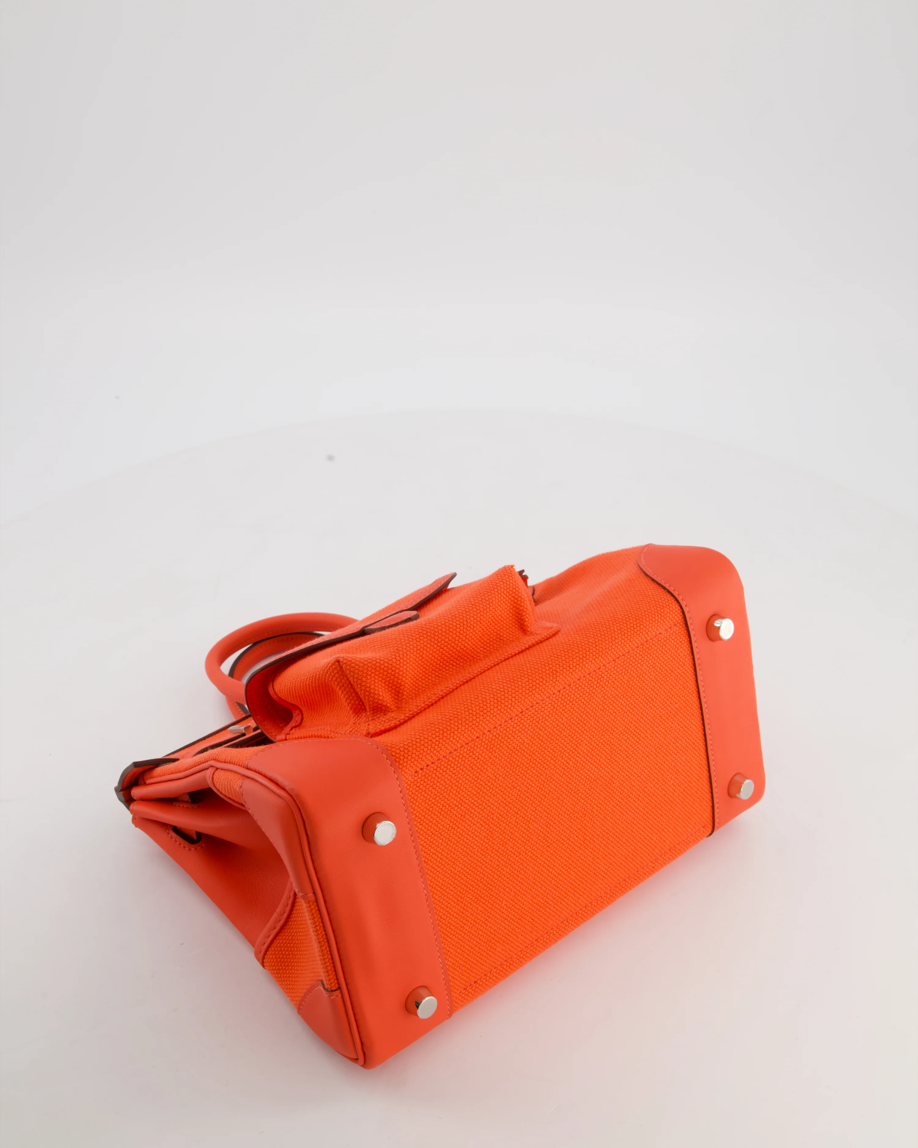 *SUPER HOT & RARE* Hermès Birkin 25 Cargo Bag in Orange Field Toile Goeland and Orange Field Swift Leather with Palladium Hardware - Image 20