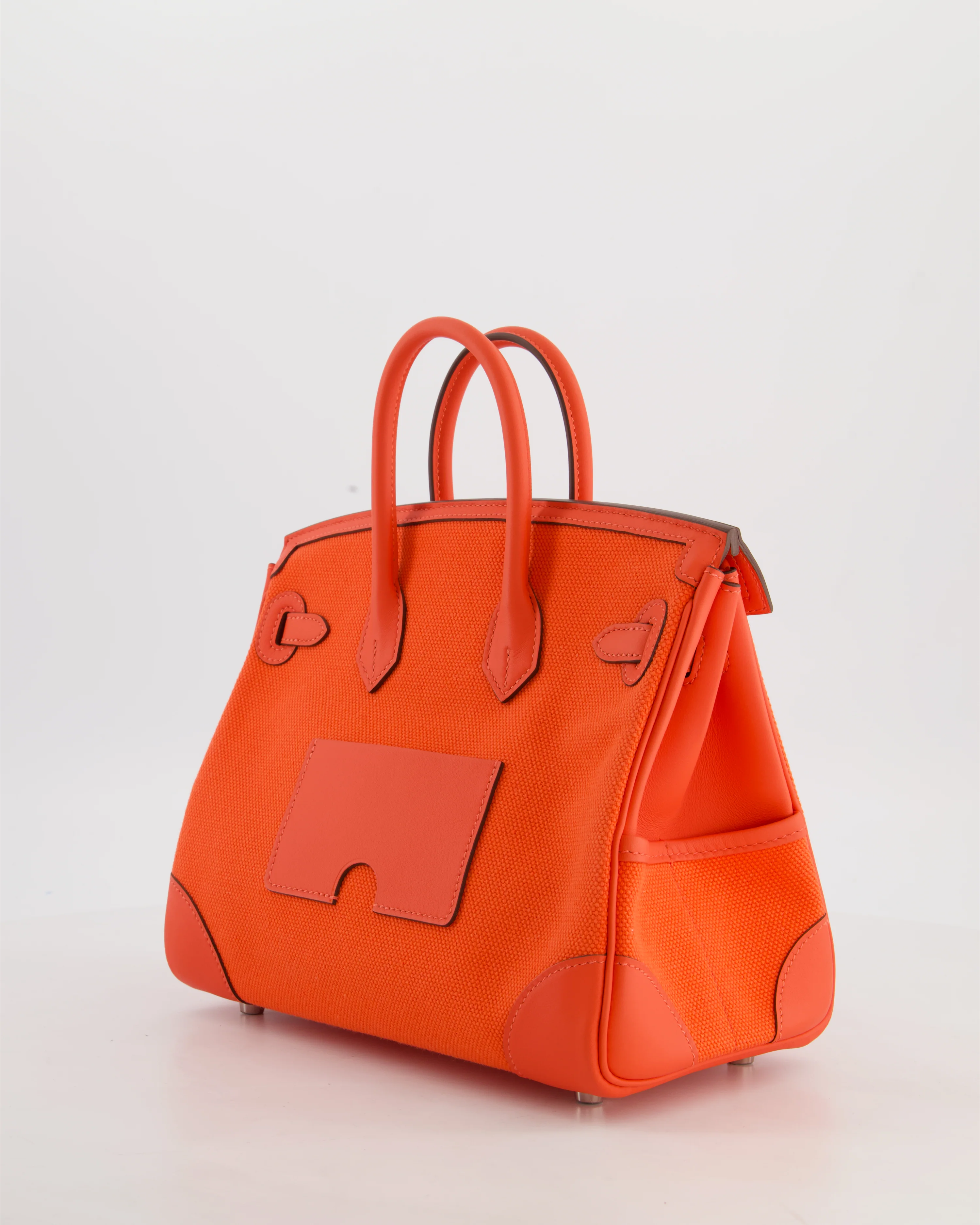 *SUPER HOT & RARE* Hermès Birkin 25 Cargo Bag in Orange Field Toile Goeland and Orange Field Swift Leather with Palladium Hardware - Image 6
