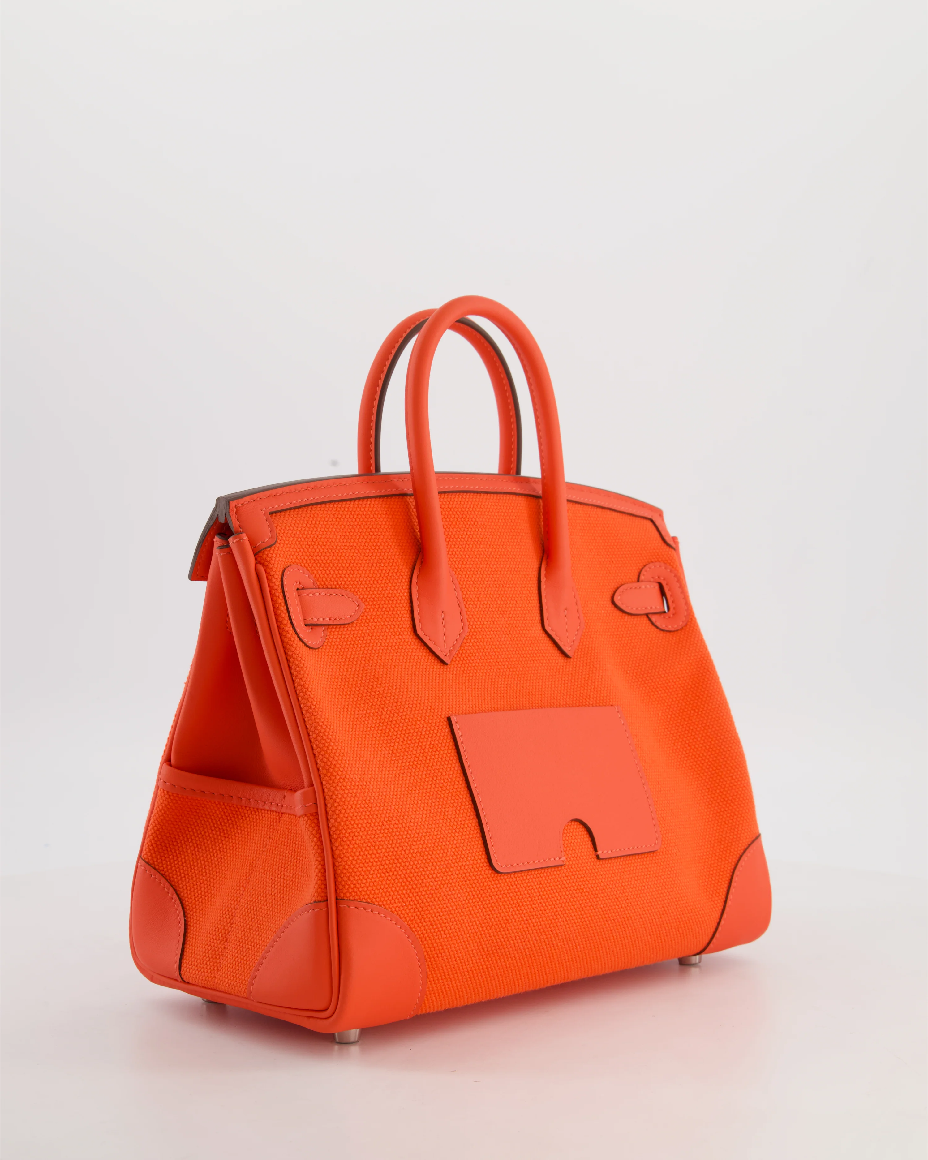 *SUPER HOT & RARE* Hermès Birkin 25 Cargo Bag in Orange Field Toile Goeland and Orange Field Swift Leather with Palladium Hardware - Image 8