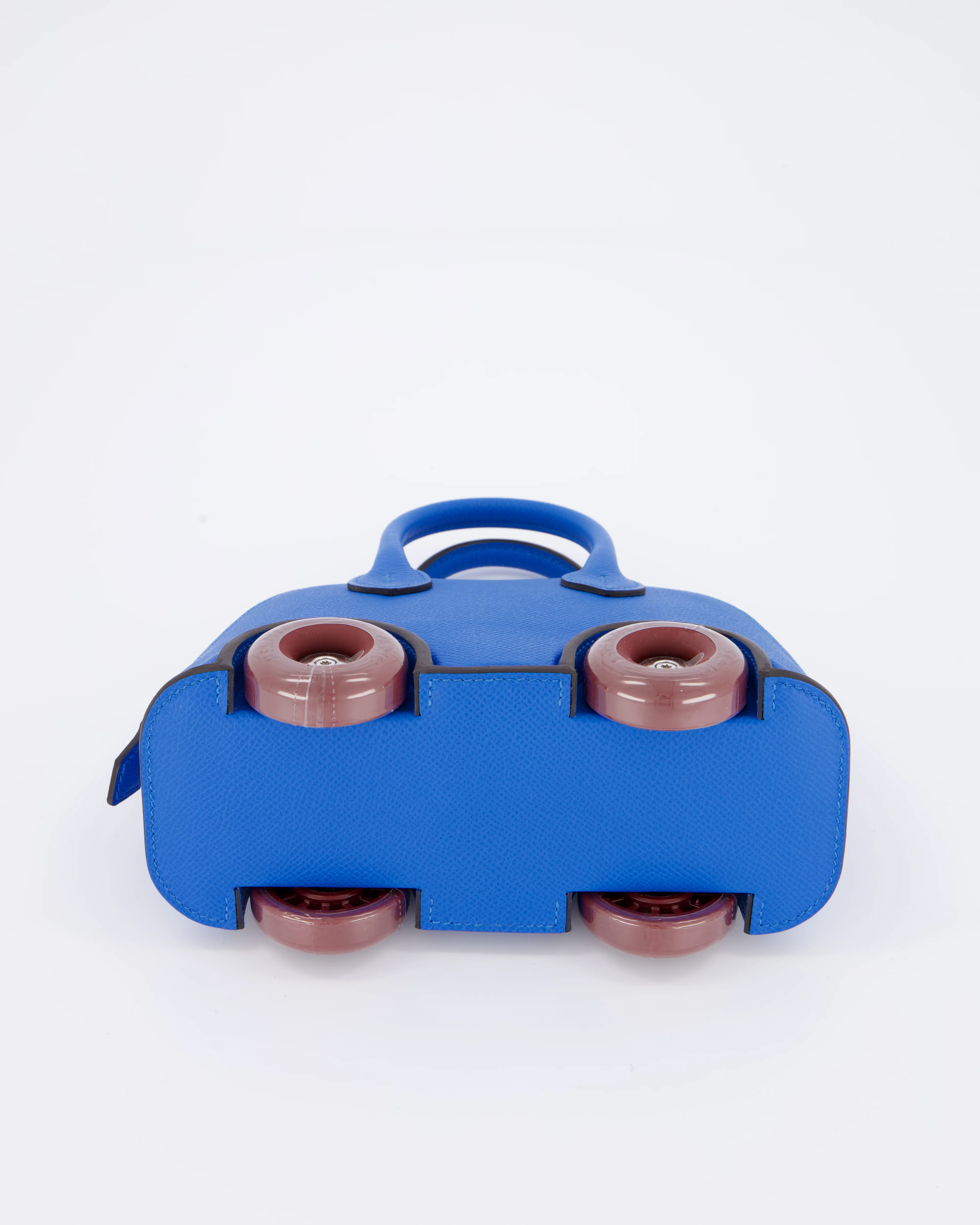 *SUPER RARE & HOT* Hermès Mini Bolide on Wheels Bag in Bleu Hydra Epsom Leather with Rouge H Wheels and Palladium Hardware - Image 17