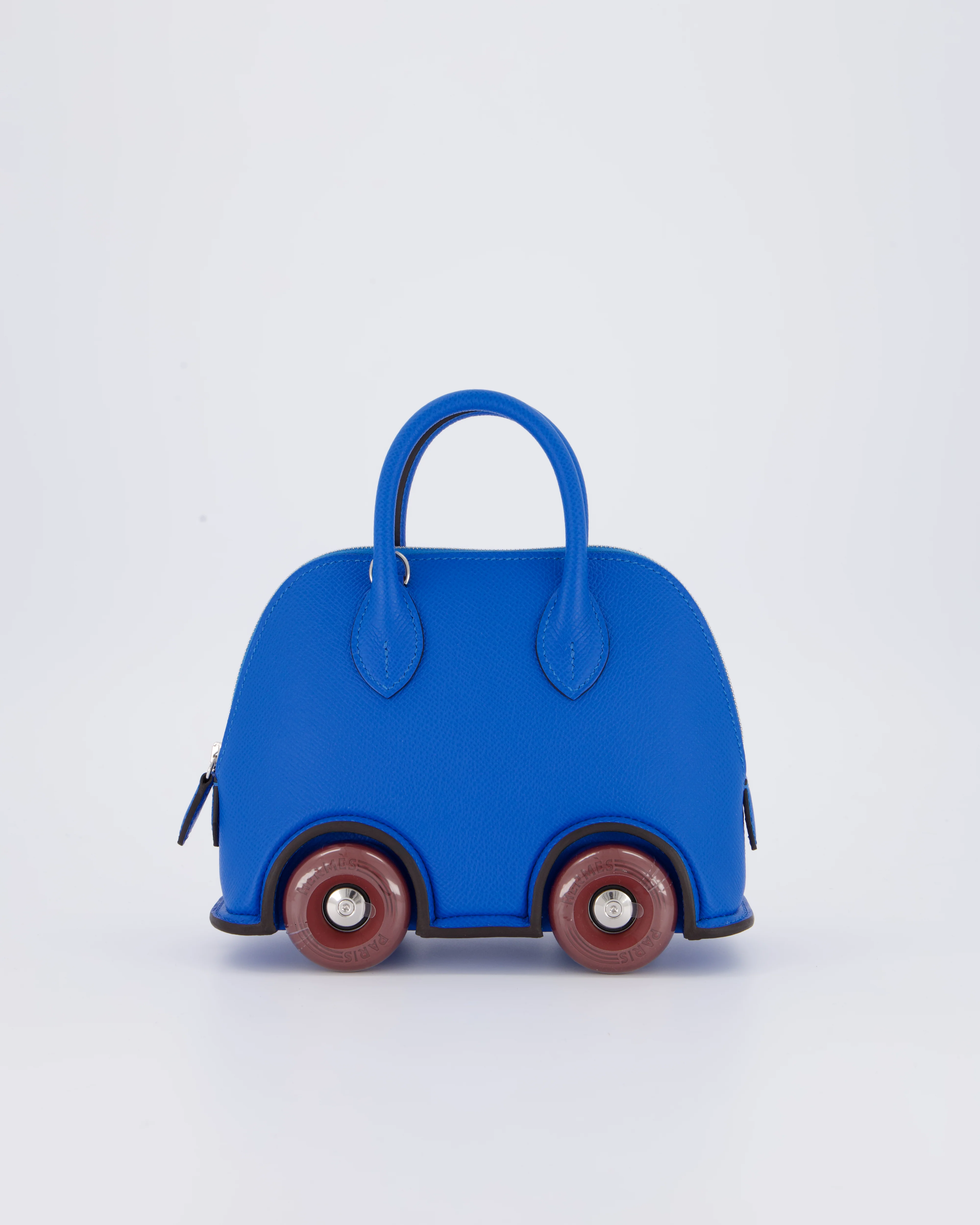 *SUPER RARE & HOT* Hermès Mini Bolide on Wheels Bag in Bleu Hydra Epsom Leather with Rouge H Wheels and Palladium Hardware - Image 2