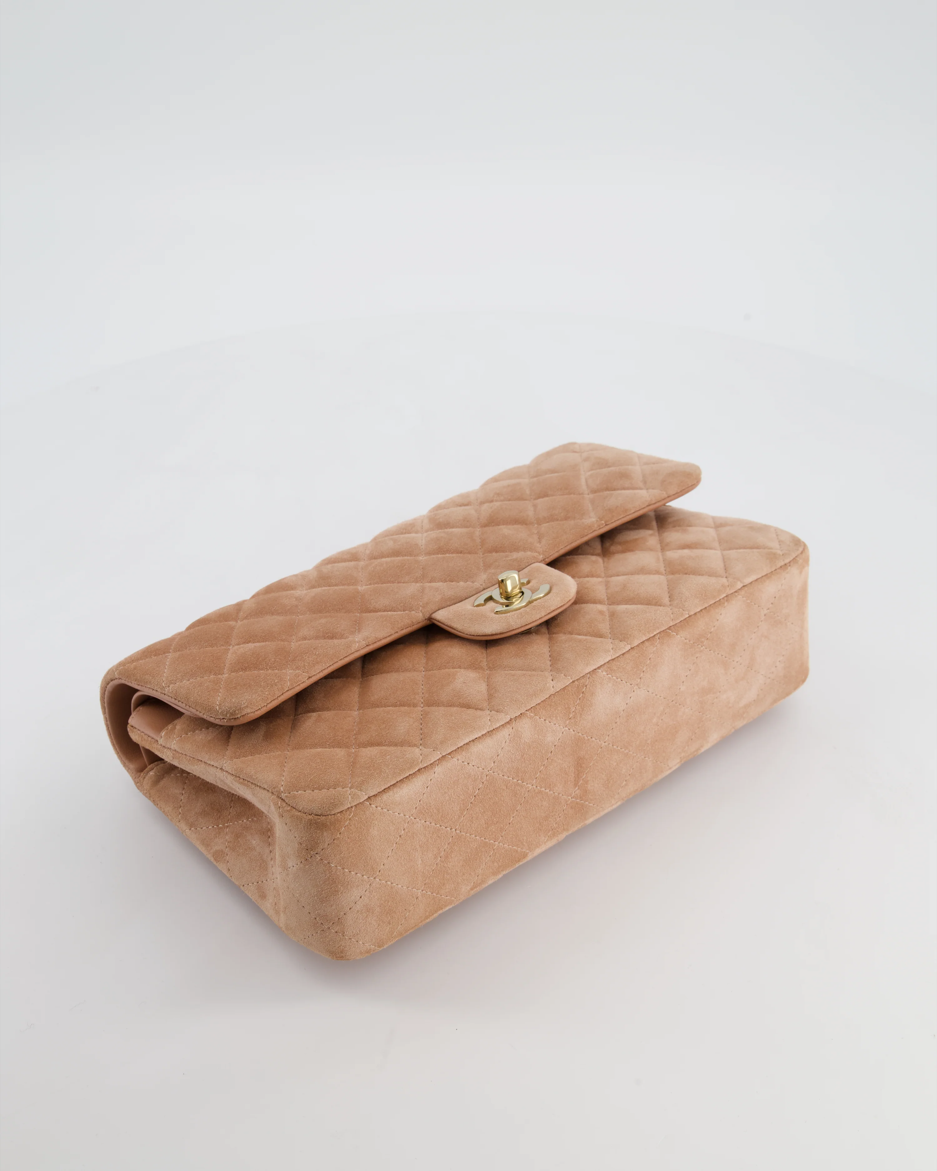 *SUPER RARE* Chanel Caramel Medium Classic Double Flap Bag in Suede Leather with Champagne Gold Hardware - Image 17