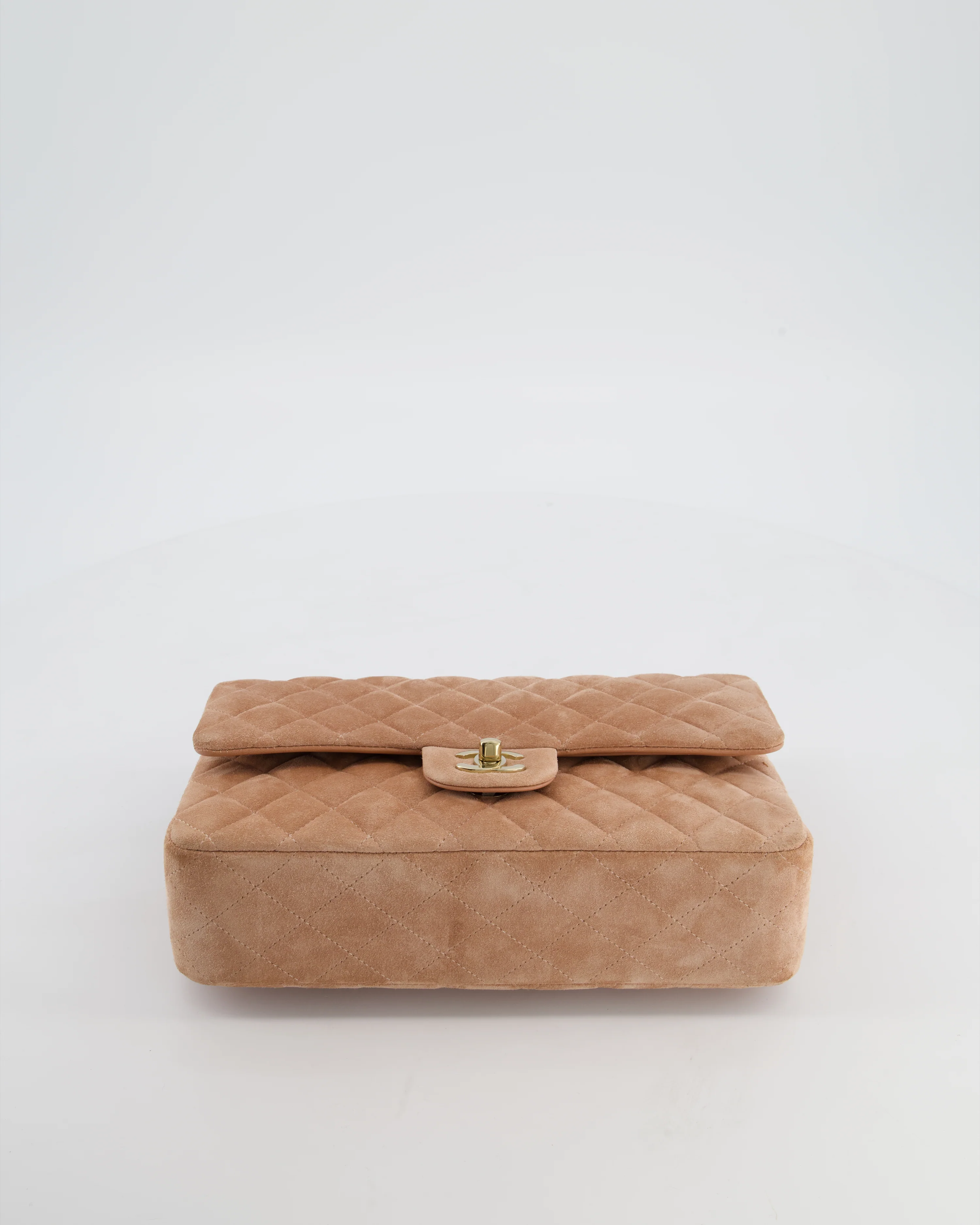 *SUPER RARE* Chanel Caramel Medium Classic Double Flap Bag in Suede Leather with Champagne Gold Hardware - Image 18