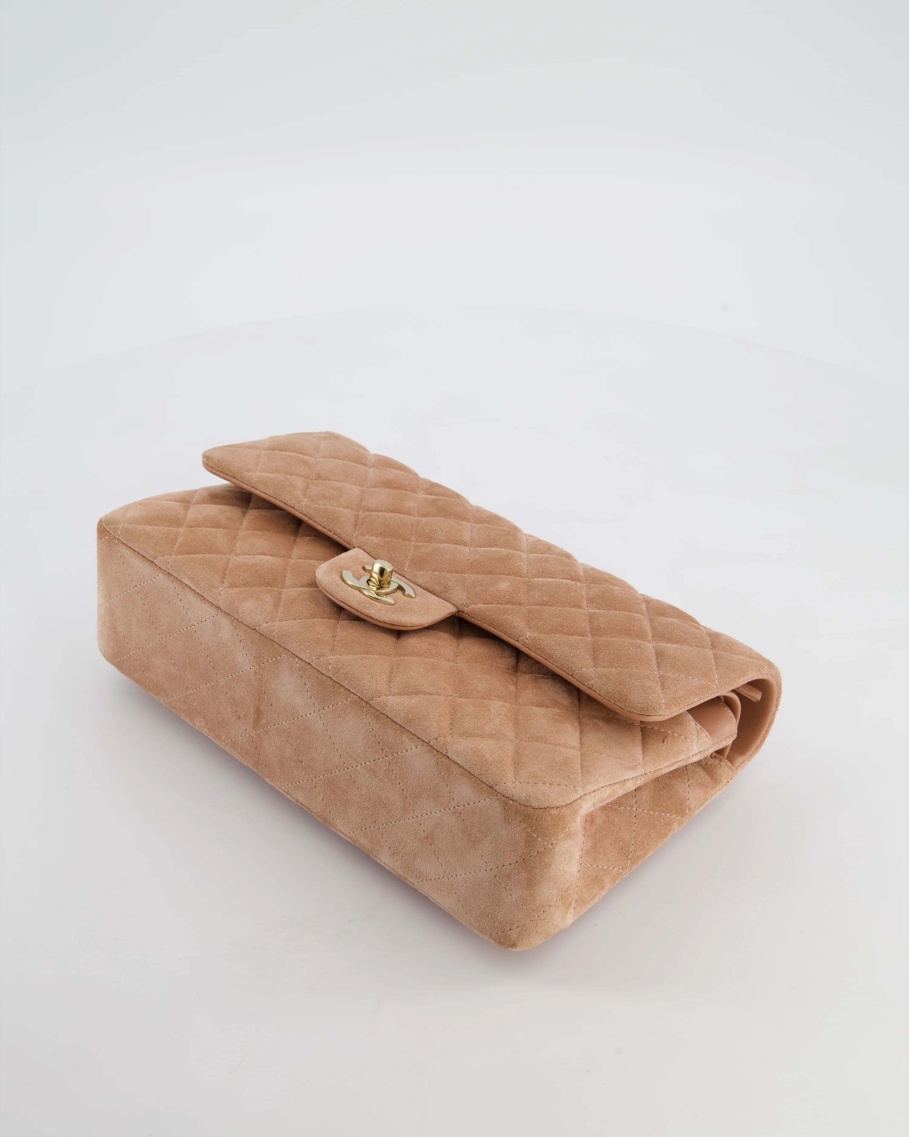 *SUPER RARE* Chanel Caramel Medium Classic Double Flap Bag in Suede Leather with Champagne Gold Hardware - Image 19