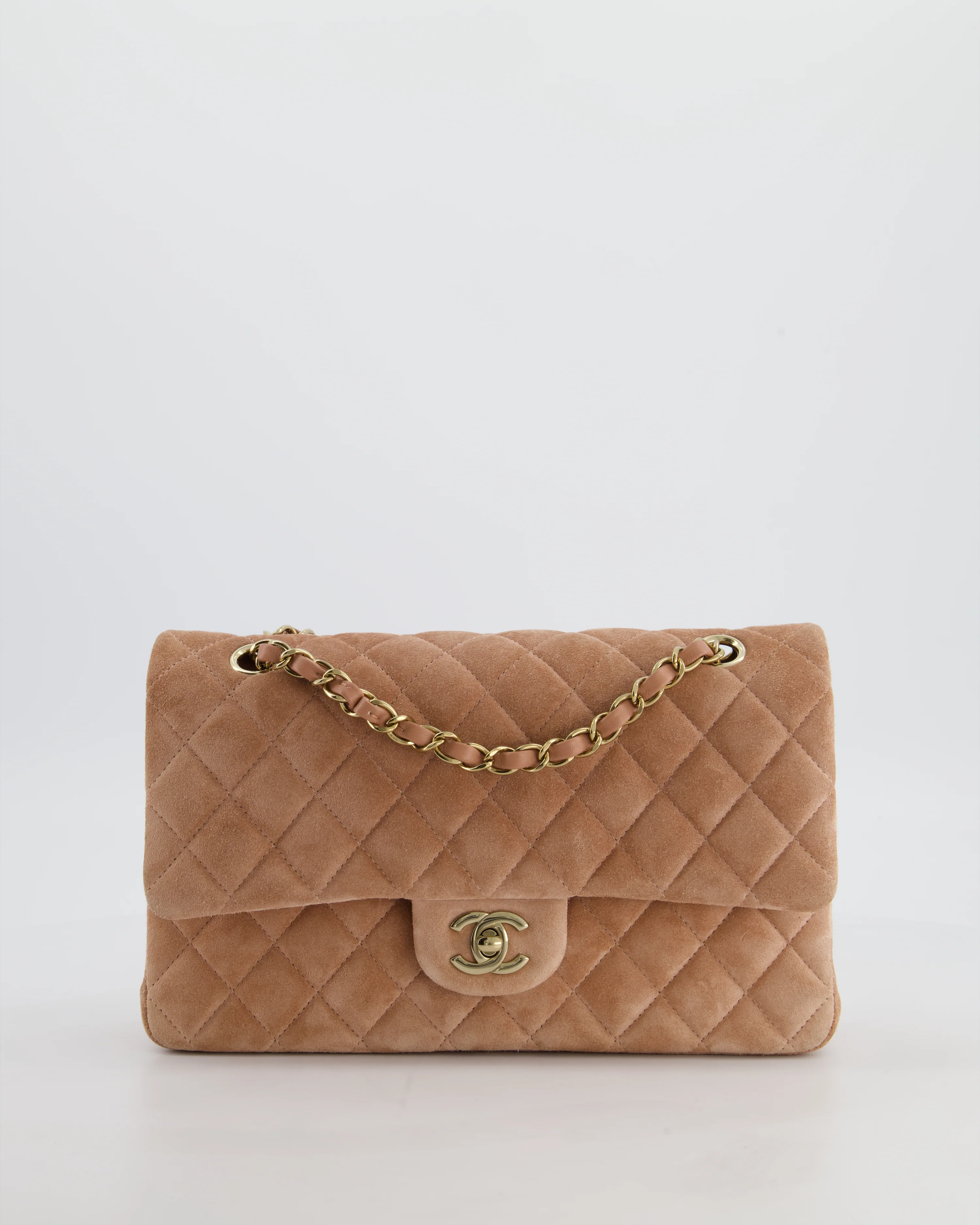 *SUPER RARE* Chanel Caramel Medium Classic Double Flap Bag in Suede Leather with Champagne Gold Hardware - Image 3