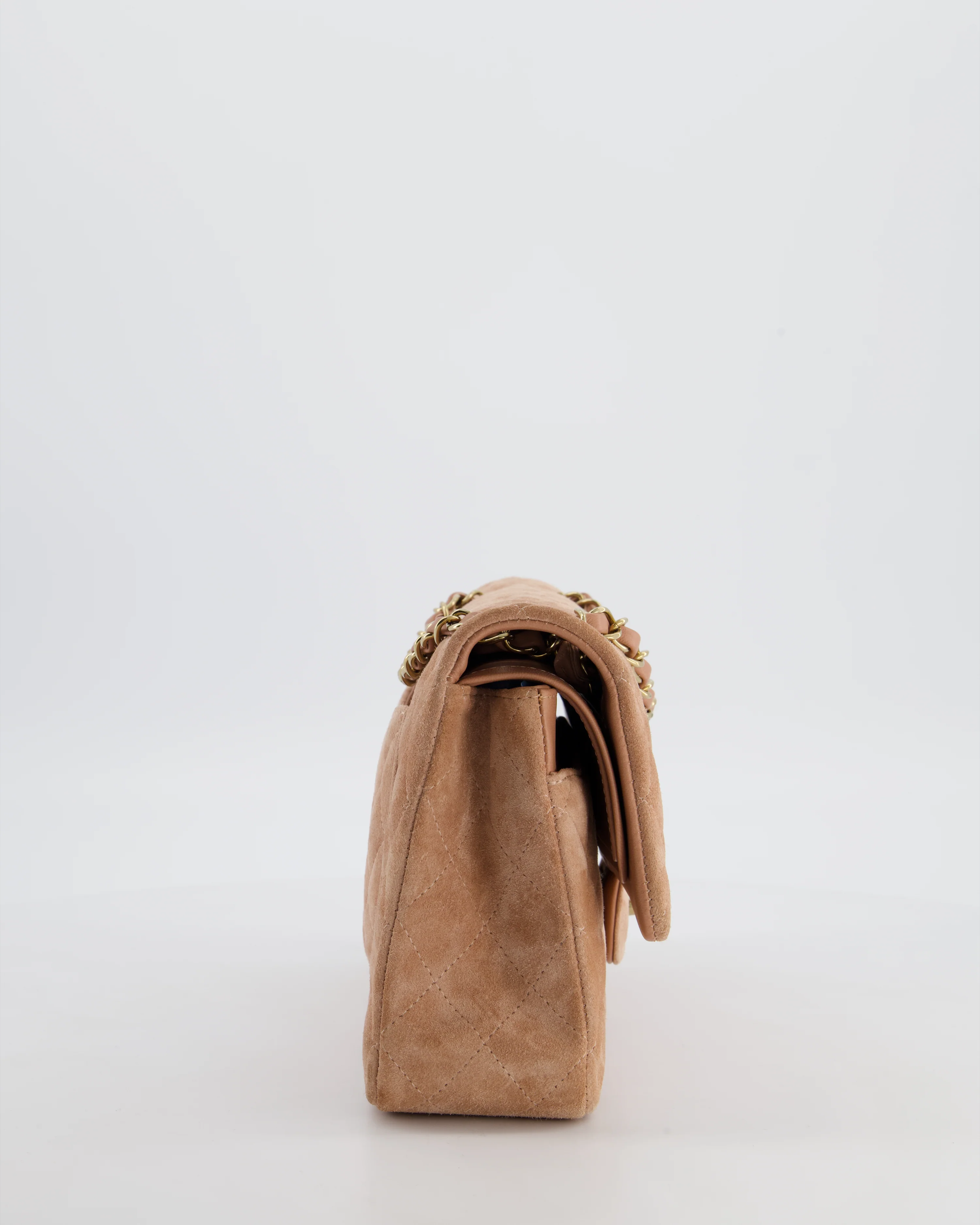 *SUPER RARE* Chanel Caramel Medium Classic Double Flap Bag in Suede Leather with Champagne Gold Hardware - Image 5