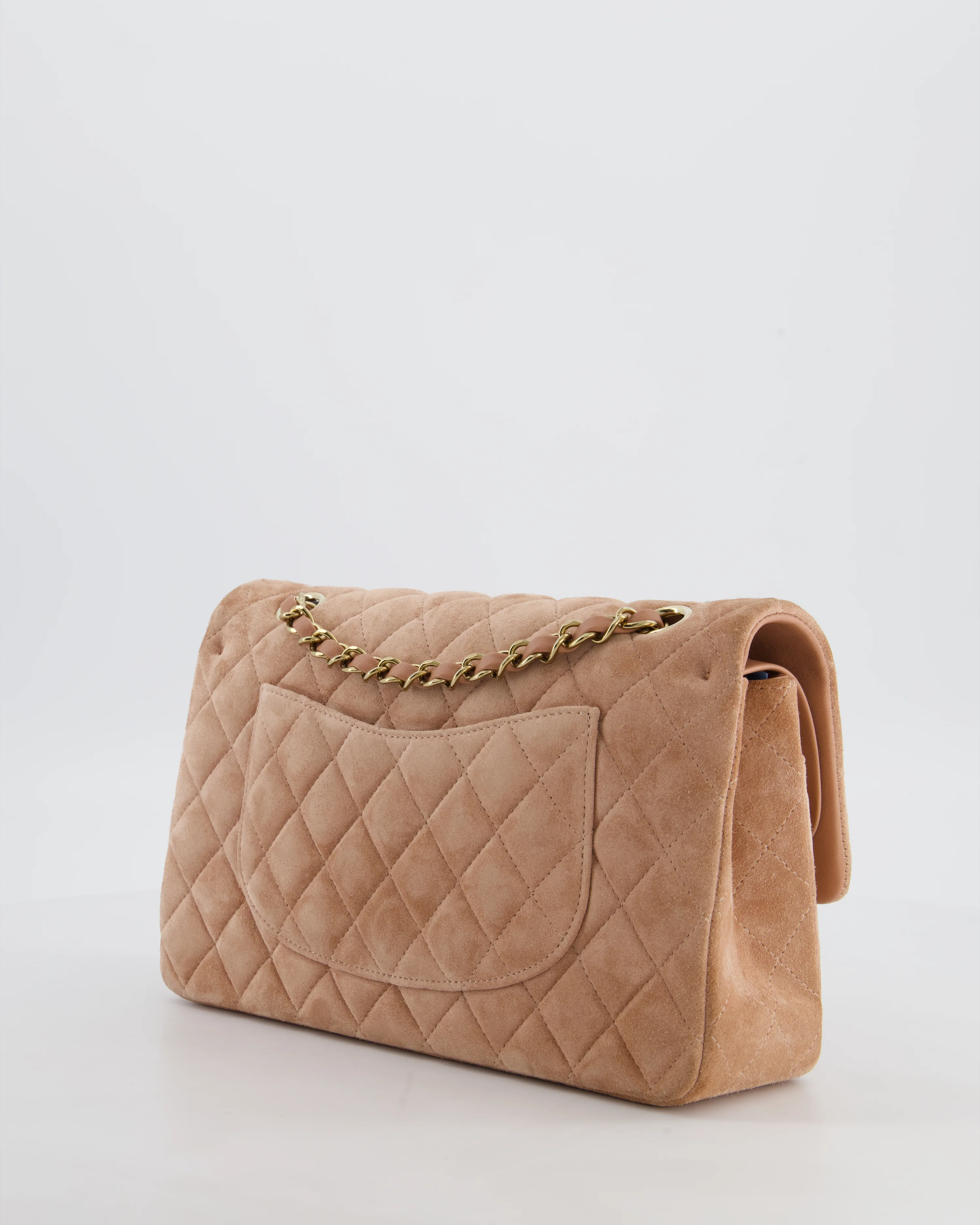 *SUPER RARE* Chanel Caramel Medium Classic Double Flap Bag in Suede Leather with Champagne Gold Hardware - Image 6