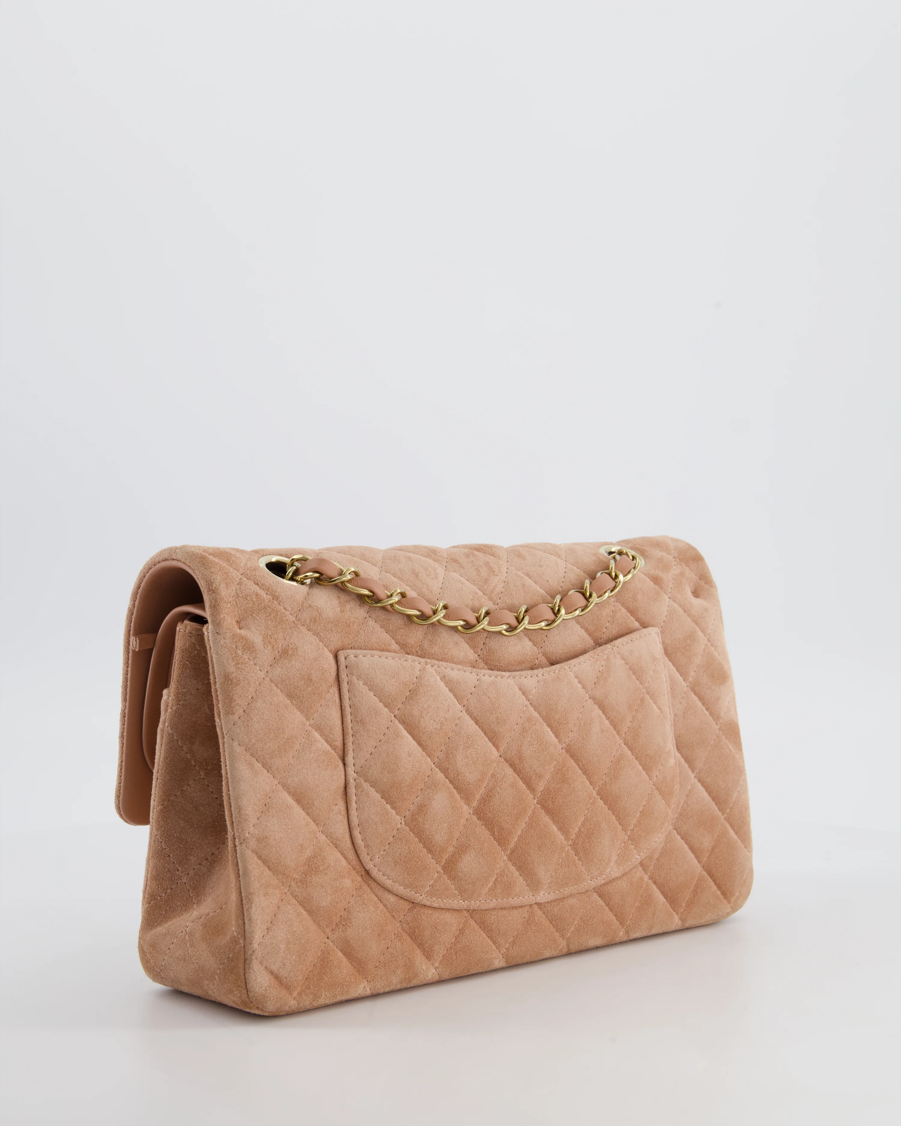 *SUPER RARE* Chanel Caramel Medium Classic Double Flap Bag in Suede Leather with Champagne Gold Hardware - Image 8