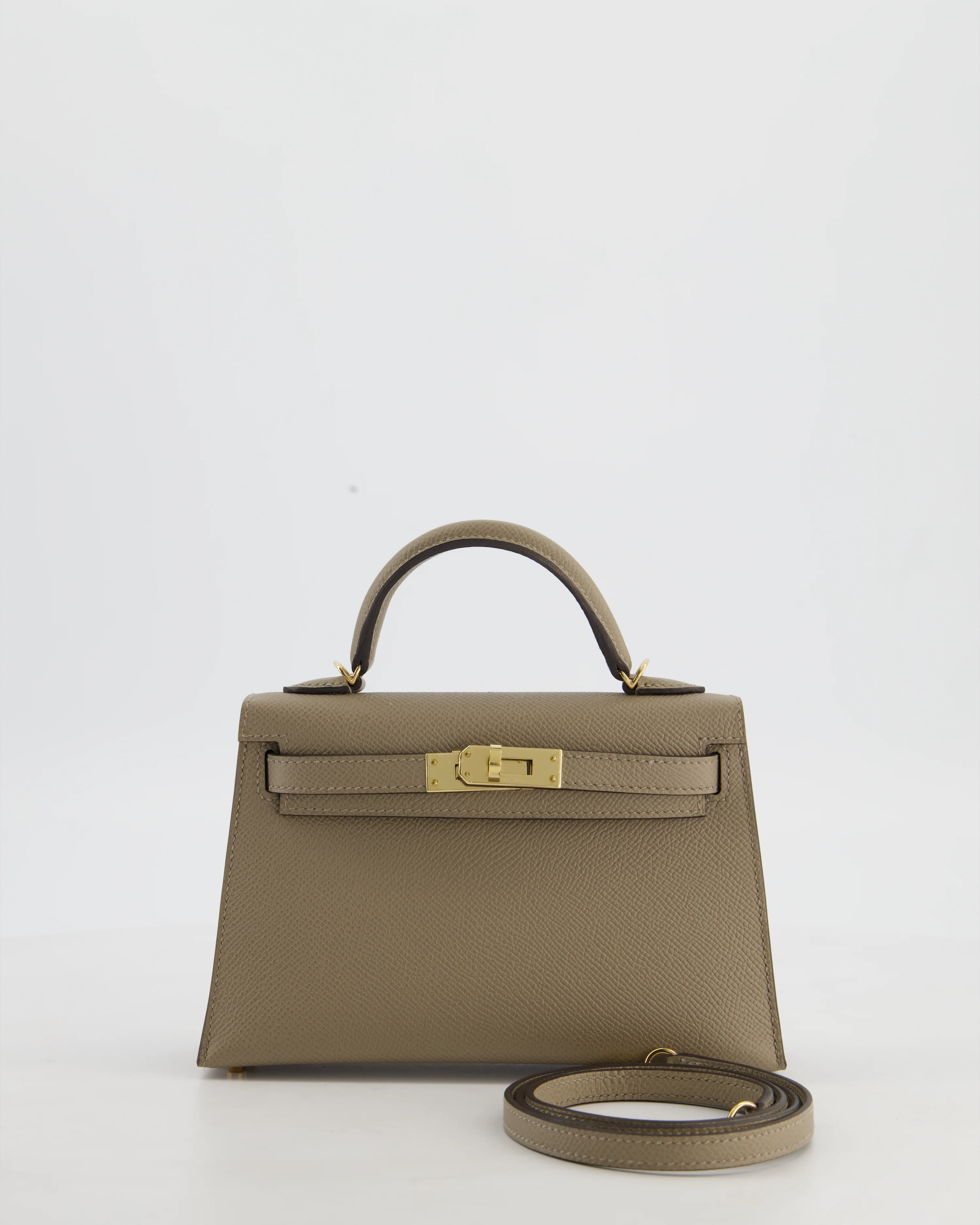 *SUPER RARE* Hermès HSS Mini Kelly II 20 Bag in Gris Tourterelle & Gris Perle Interior Epsom Leather with Permabrass Hardware