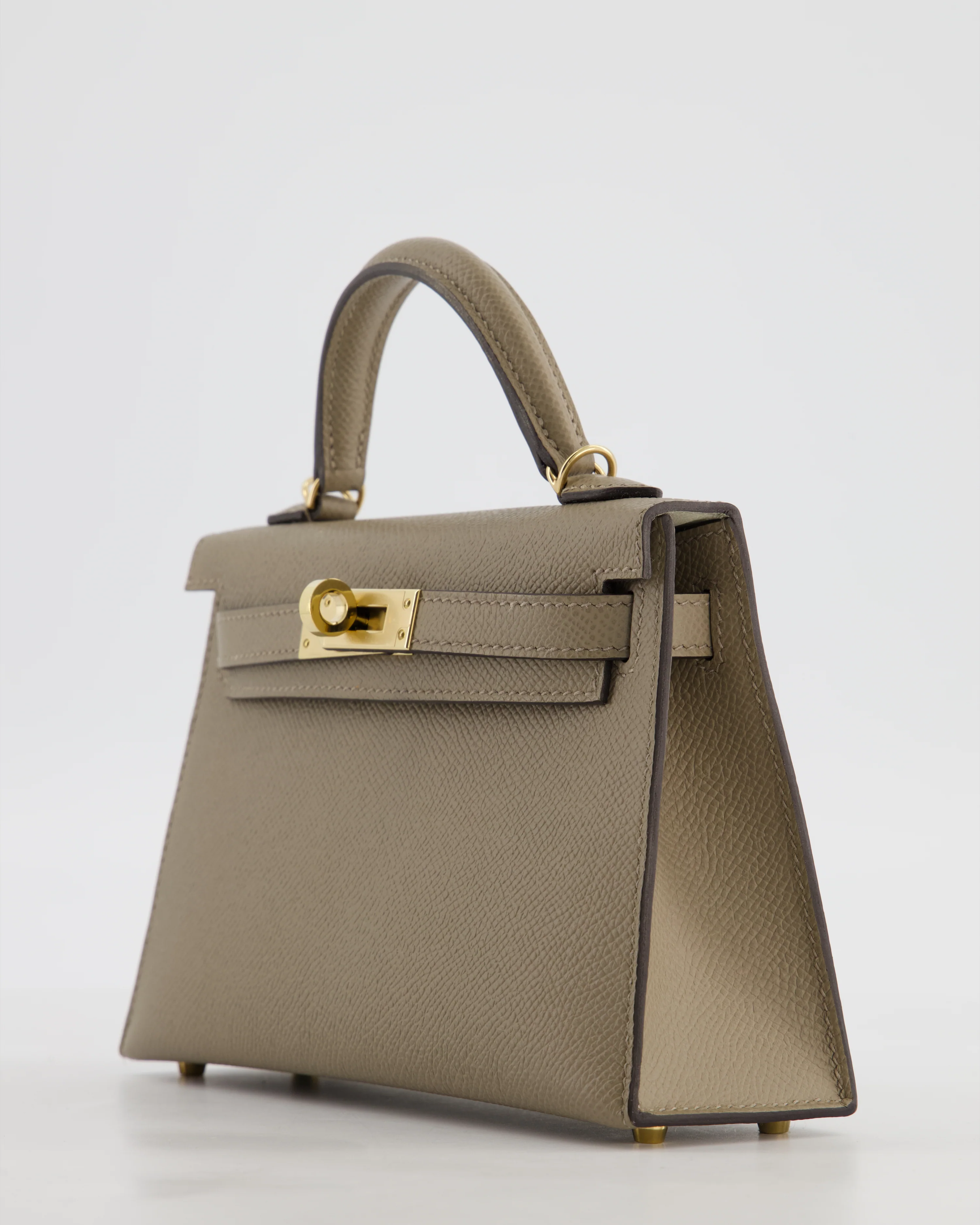 *SUPER RARE* Hermès HSS Mini Kelly II 20 Bag in Gris Tourterelle & Gris Perle Interior Epsom Leather with Permabrass Hardware - Image 11