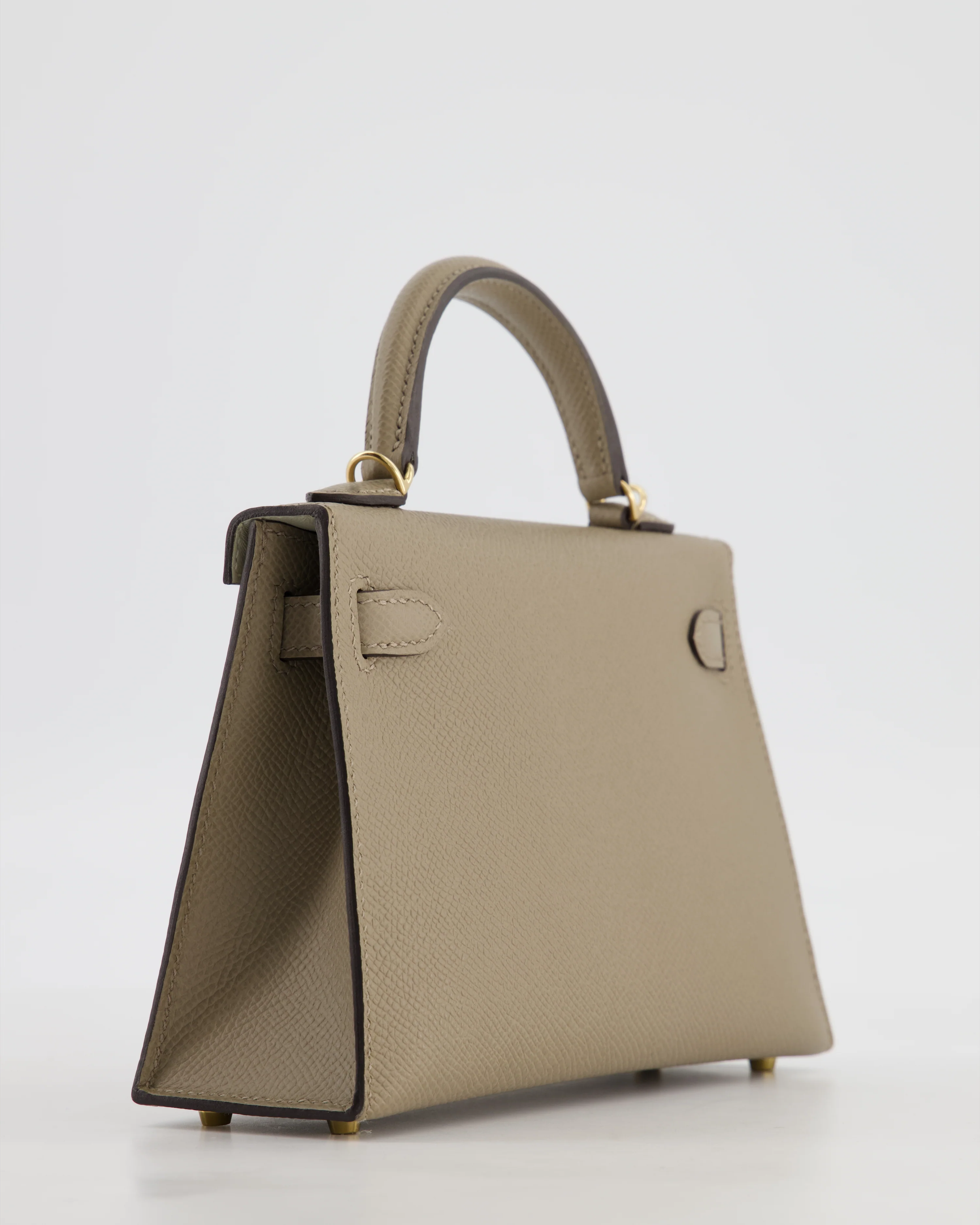 *SUPER RARE* Hermès HSS Mini Kelly II 20 Bag in Gris Tourterelle & Gris Perle Interior Epsom Leather with Permabrass Hardware - Image 12