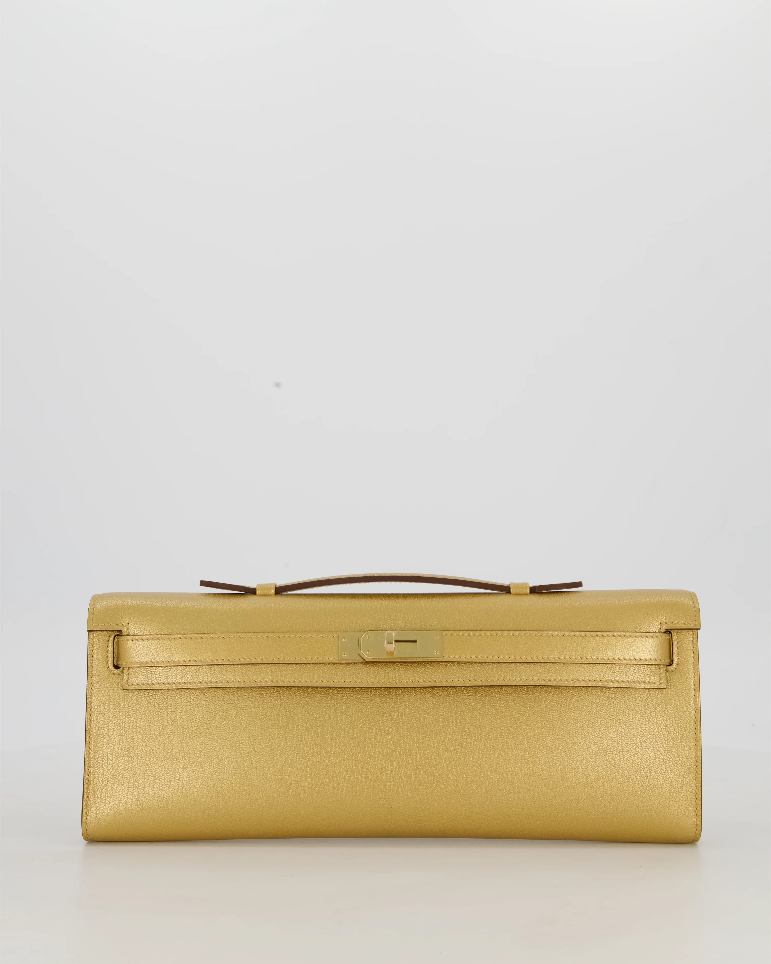 *SUPER RARE* Hermès Kelly Cut Bag in Doré Chévre Chamkila Leather with Permabrass Hardware