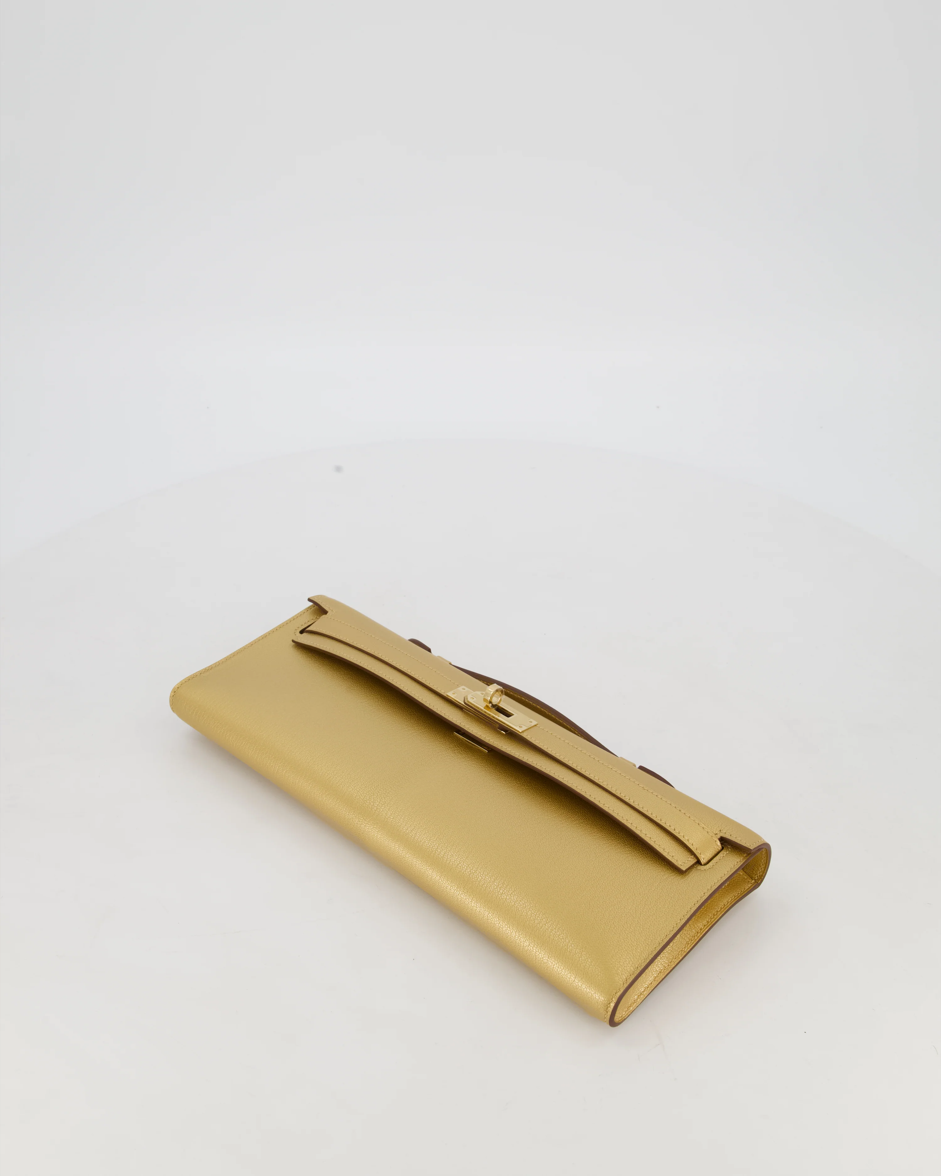 *SUPER RARE* Hermès Kelly Cut Bag in Doré Chévre Chamkila Leather with Permabrass Hardware - Image 20