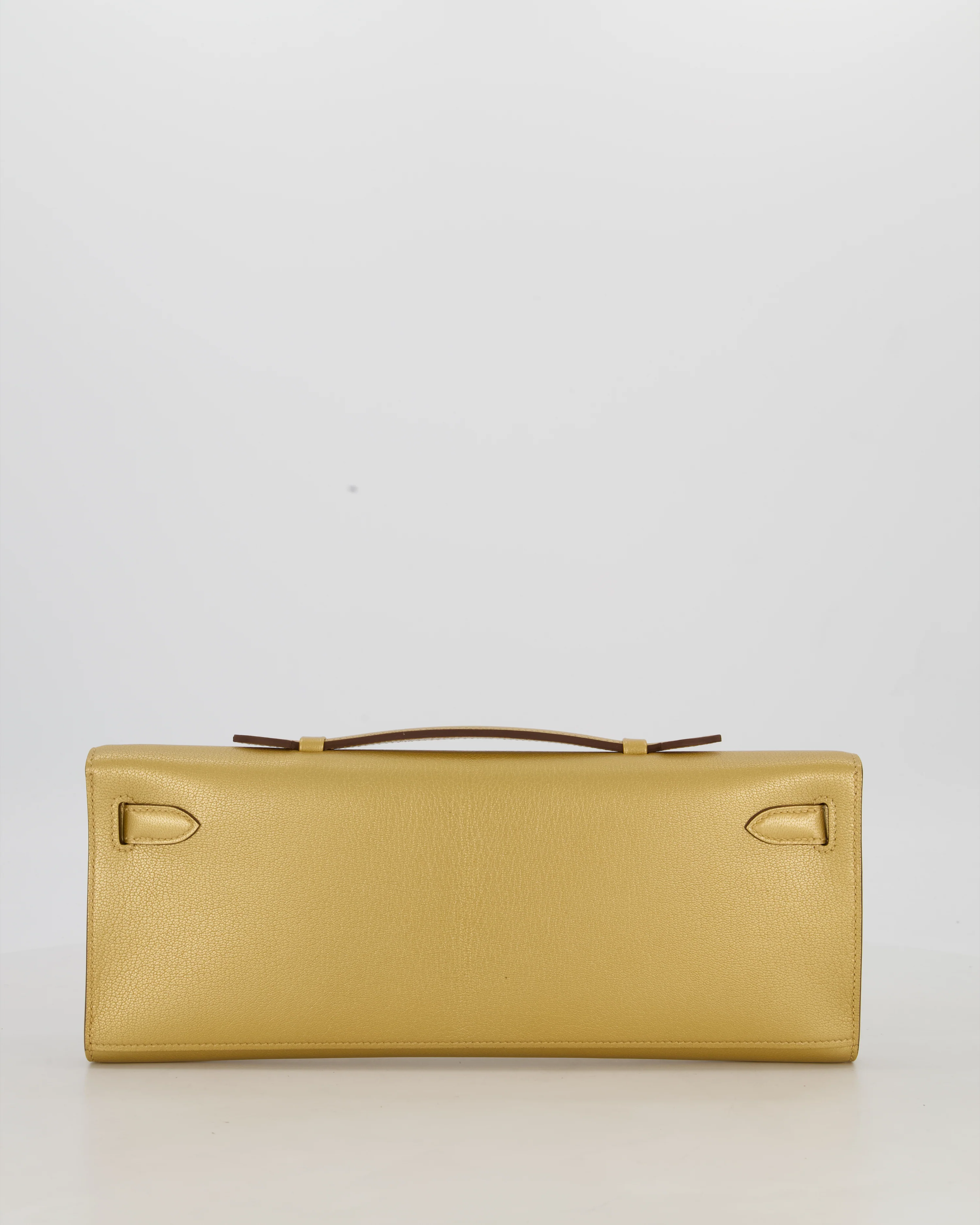 *SUPER RARE* Hermès Kelly Cut Bag in Doré Chévre Chamkila Leather with Permabrass Hardware - Image 6