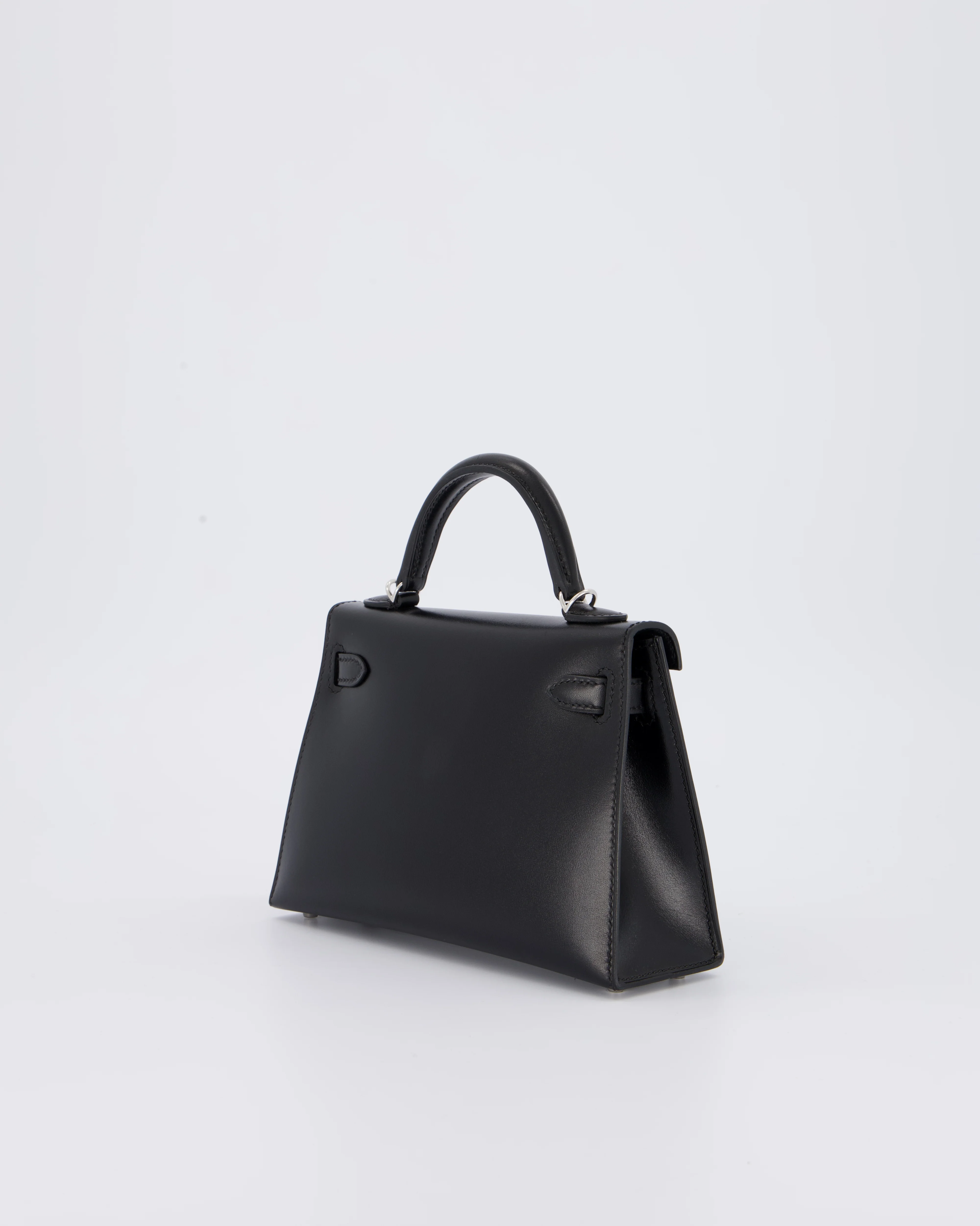 *SUPER RARE & HOT* Hermès Mini Kelly II 20 Clouté Bag in Noir Box Calf Leather with Palladium Hardware & Studs - Image 6