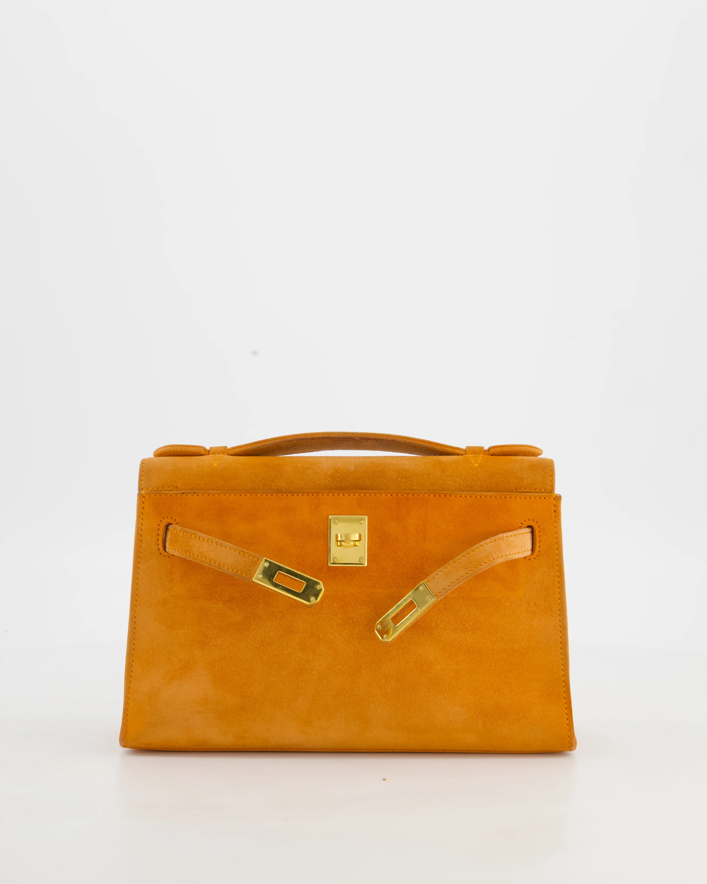 *SUPER RARE VINTAGE* Hermès Vintage Mini Kelly Pochette Bag in Orange Veau Doblis Leather with Gold Hardware - Image 3