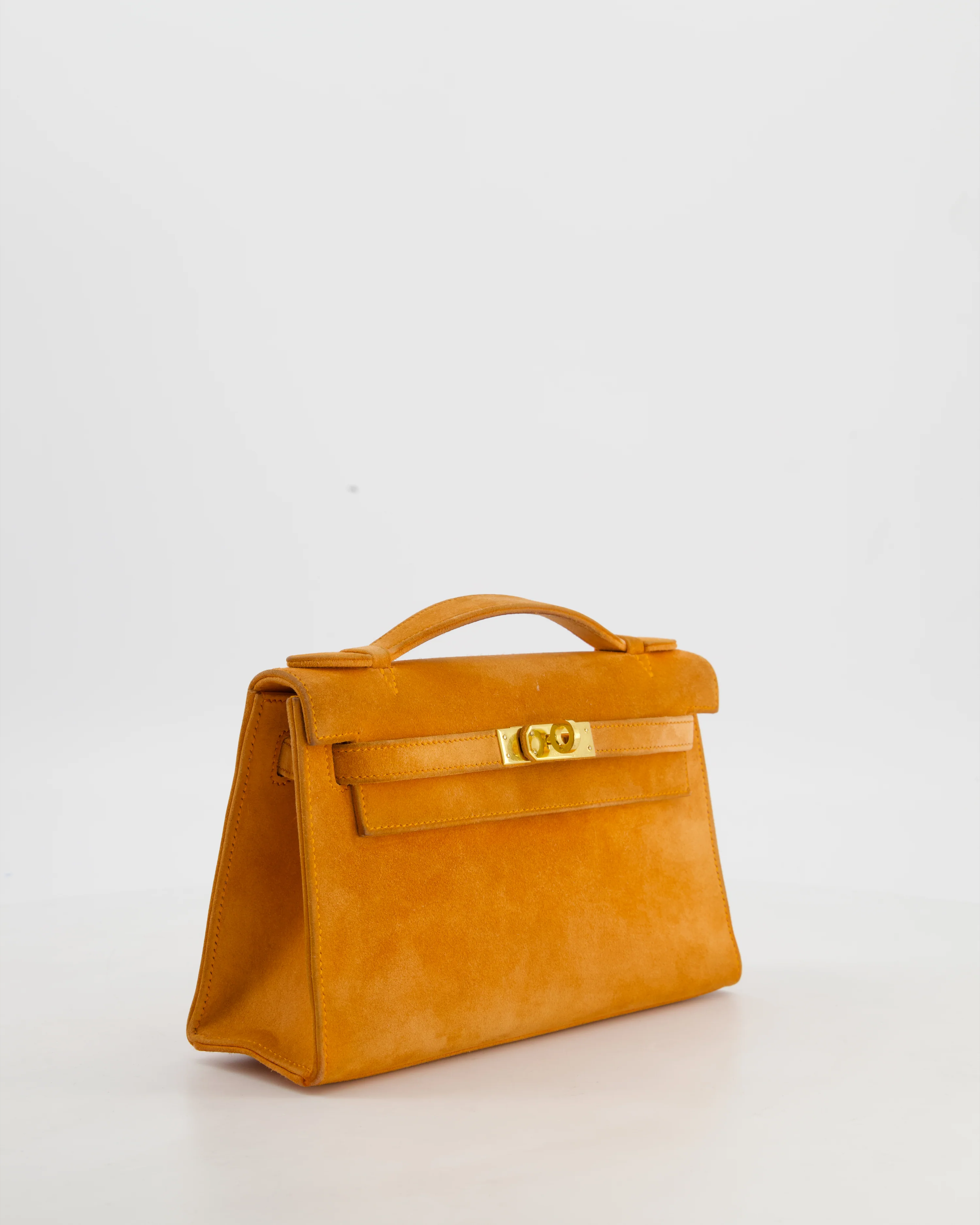 *SUPER RARE VINTAGE* Hermès Vintage Mini Kelly Pochette Bag in Orange Veau Doblis Leather with Gold Hardware - Image 4
