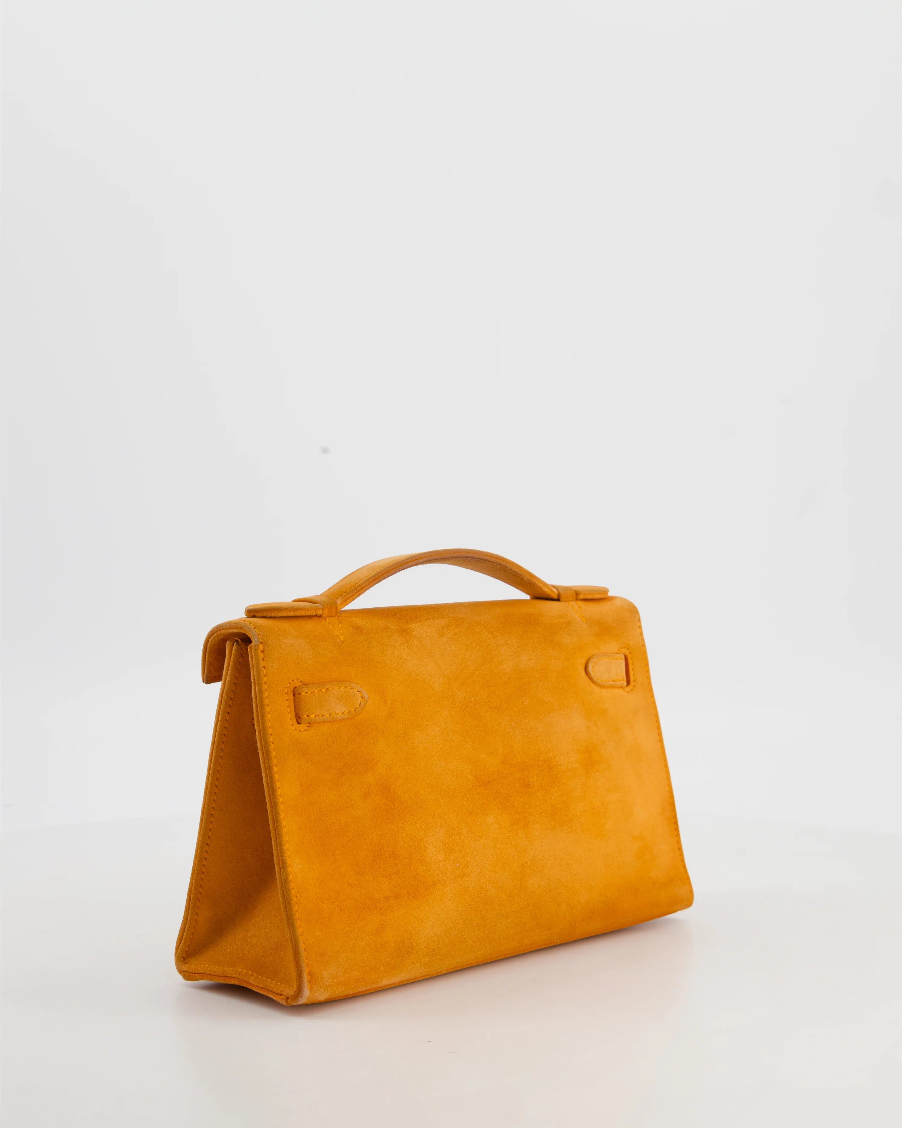 *SUPER RARE VINTAGE* Hermès Vintage Mini Kelly Pochette Bag in Orange Veau Doblis Leather with Gold Hardware - Image 8