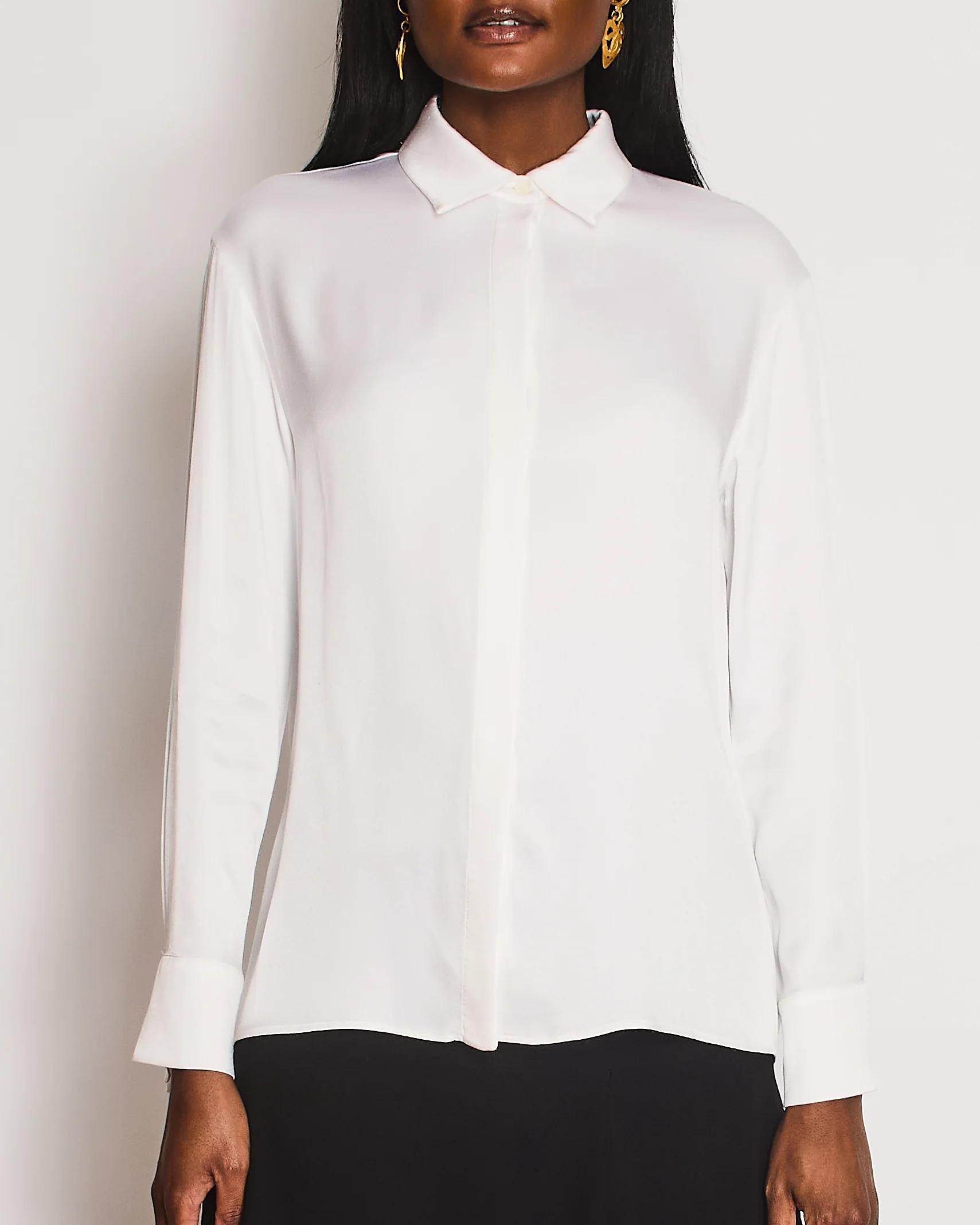 Loewe White Silk Shirt with Gold Cufflink Details Size FR 36 (UK 8) - Image 2