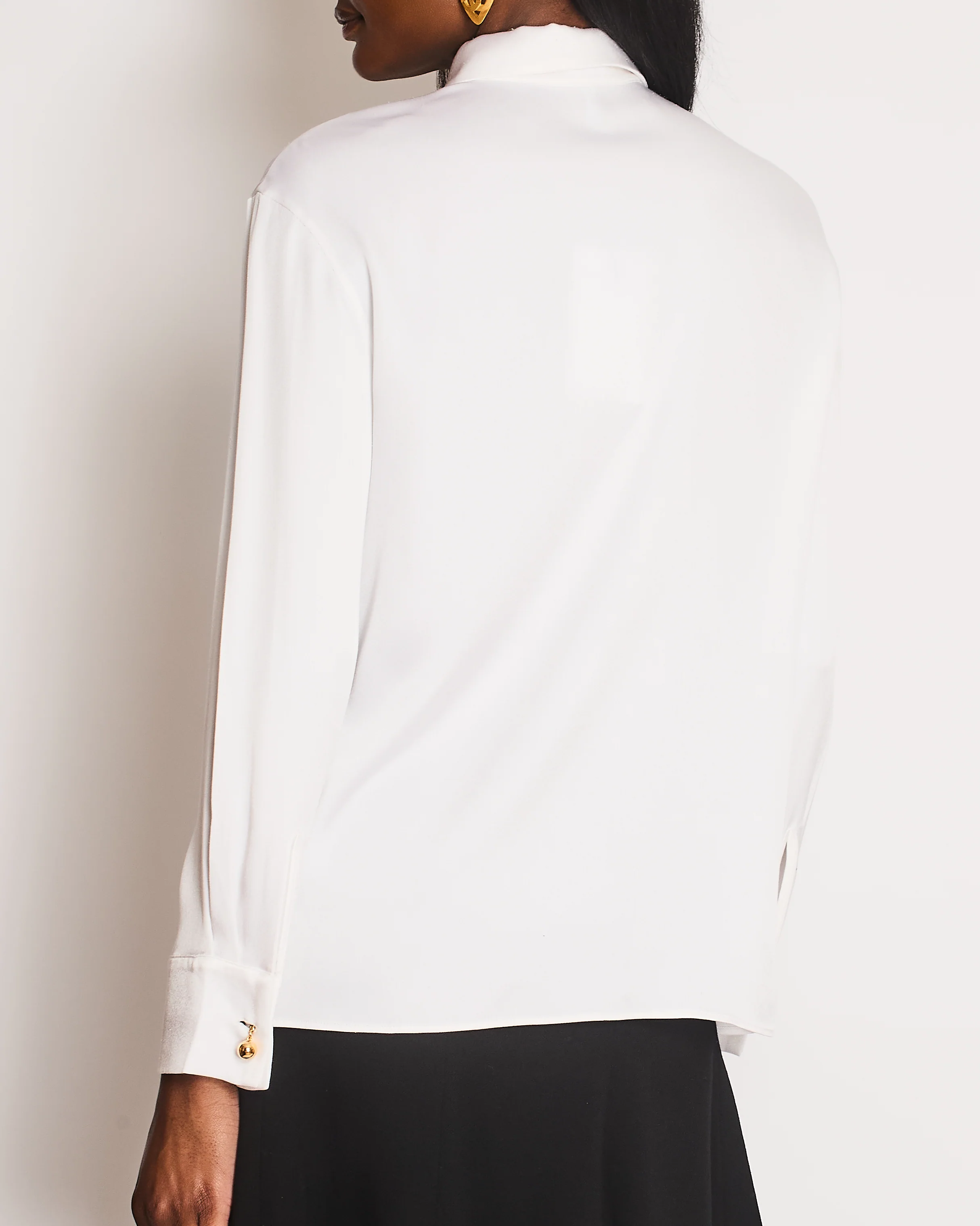 Loewe White Silk Shirt with Gold Cufflink Details Size FR 36 (UK 8) - Image 3