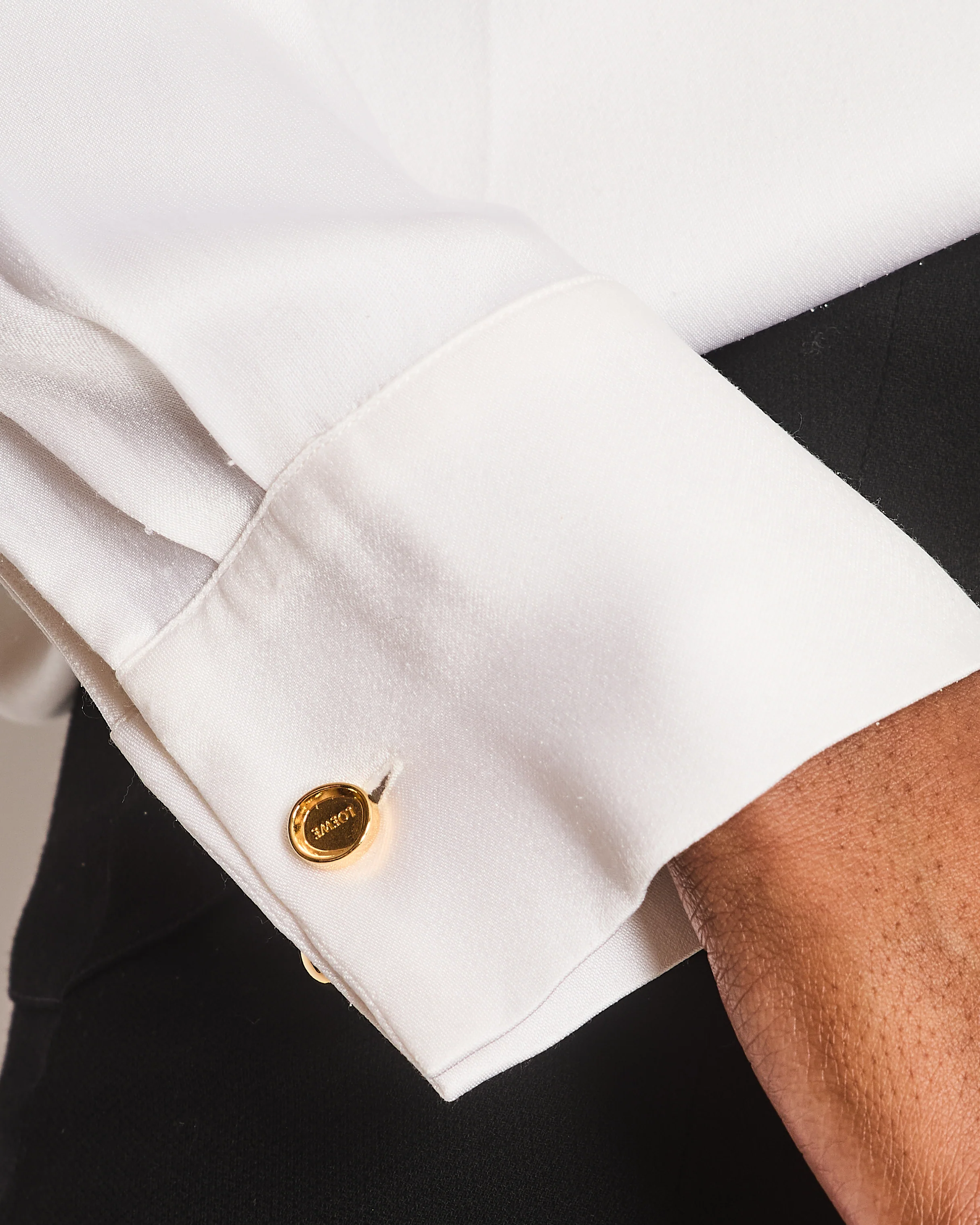 Loewe White Silk Shirt with Gold Cufflink Details Size FR 36 (UK 8) - Image 4