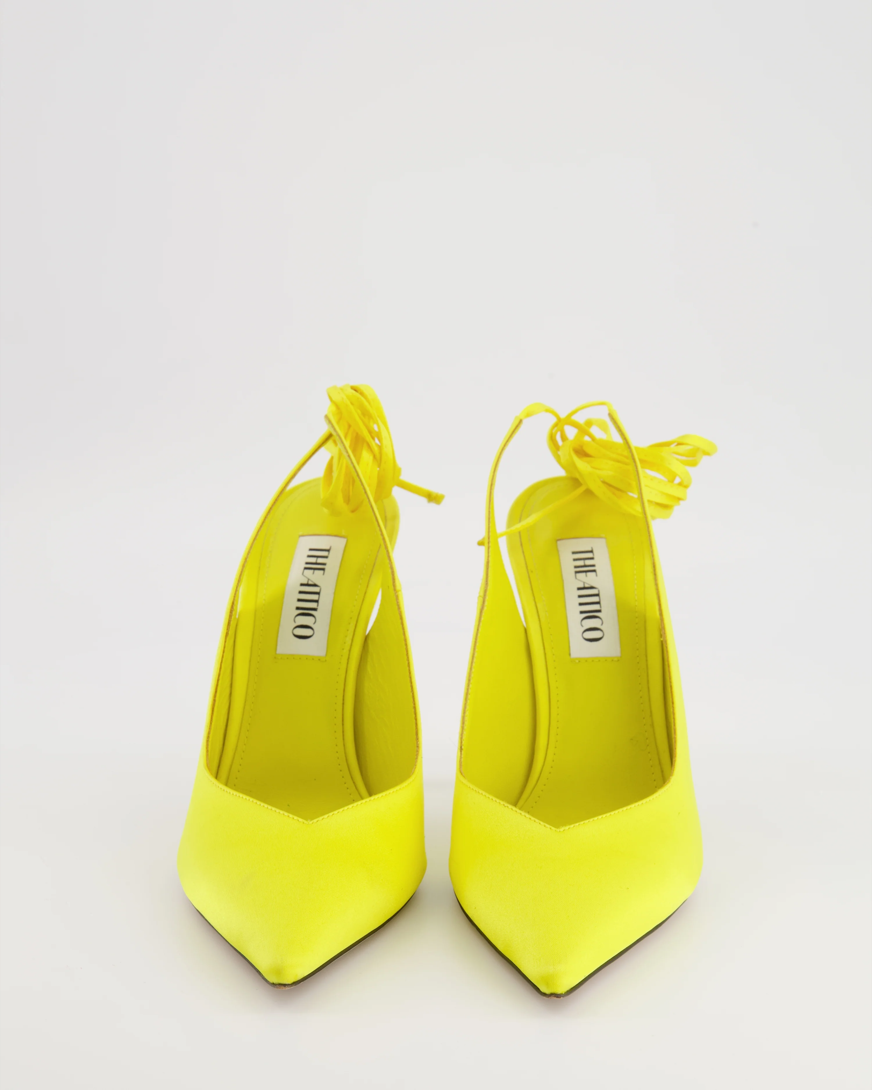 The Attico Yellow Satin Venus Pumps Size EU 38 - Image 3