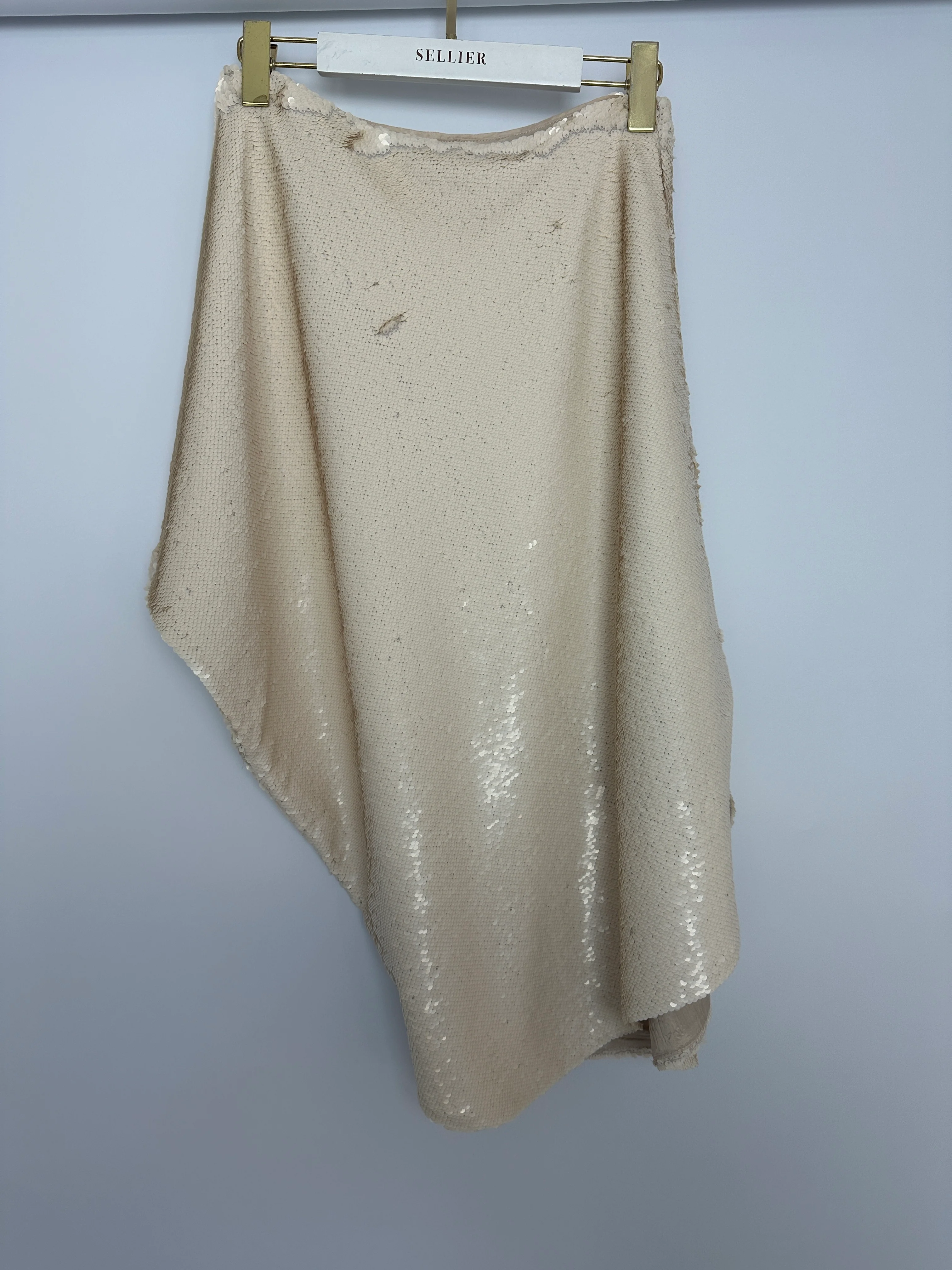 The Frankie Shop Gloria Cream Sequin One Shoulder Mini Dress Size XS (UK 6) - Image 8