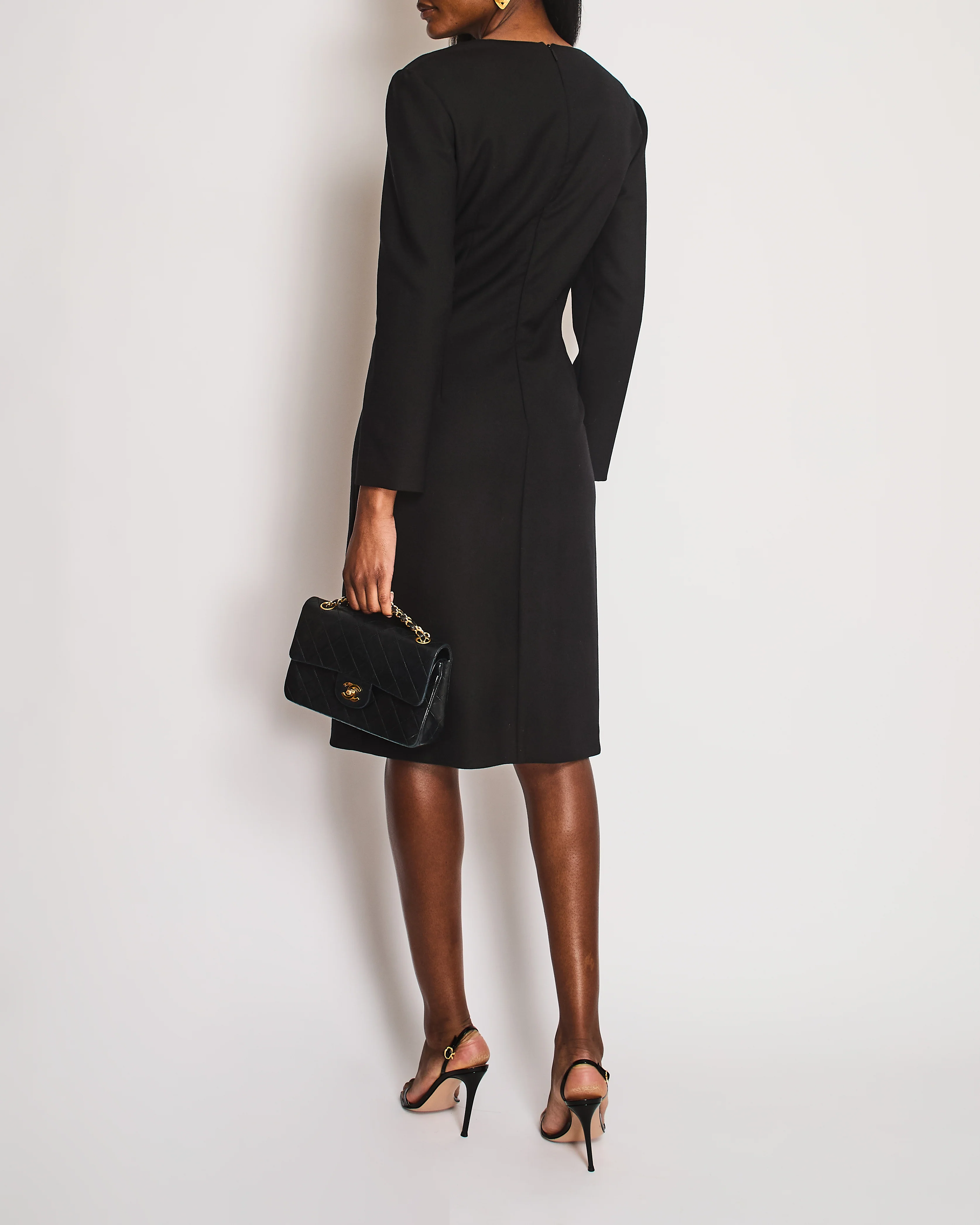 The Row Black Long Sleeve Midi Dress Size US 10 (UK 14) - Image 4