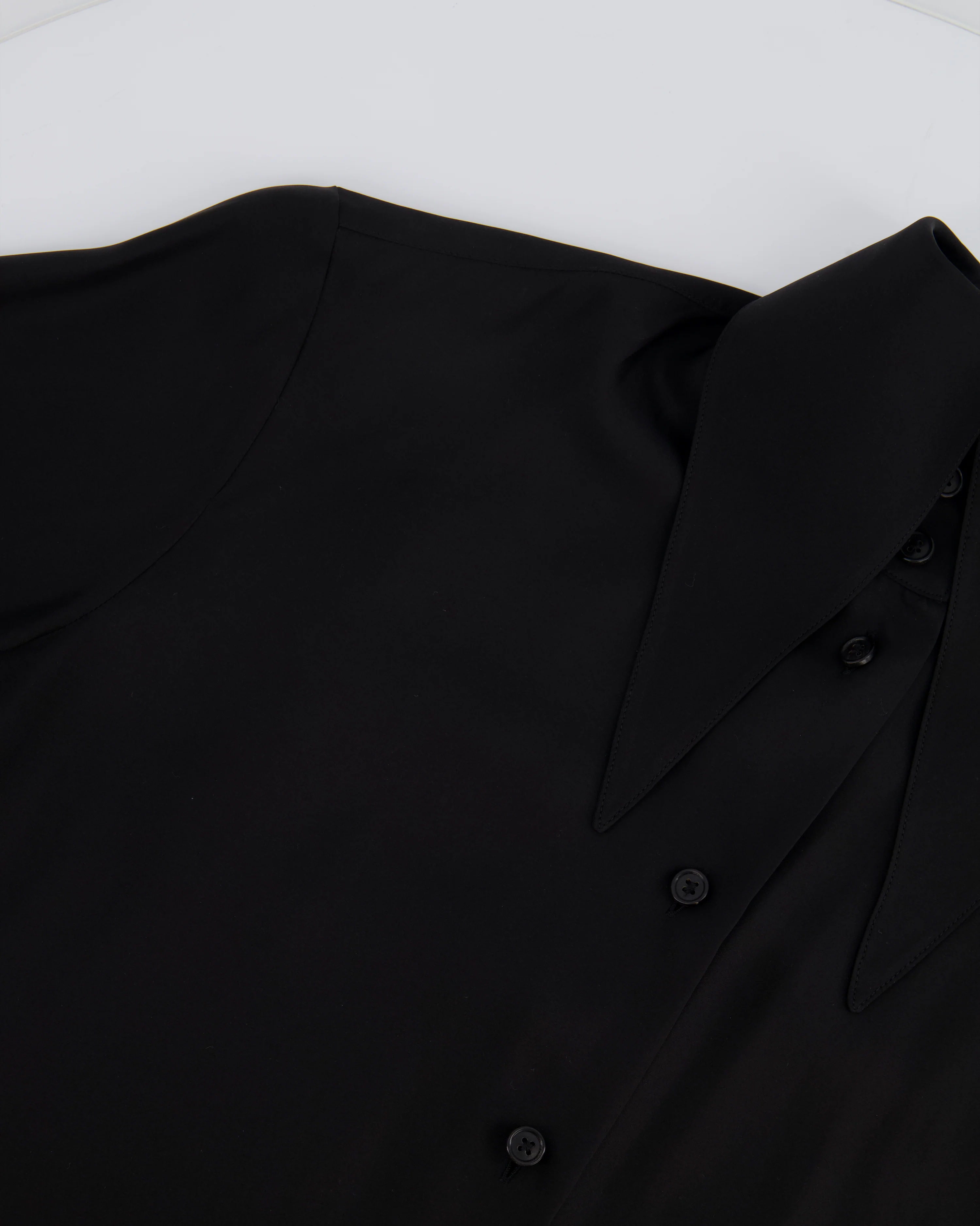 The Row Black Silk Long Sleeve Shirt with Collar Detail Size 0 (UK 4) - Image 3