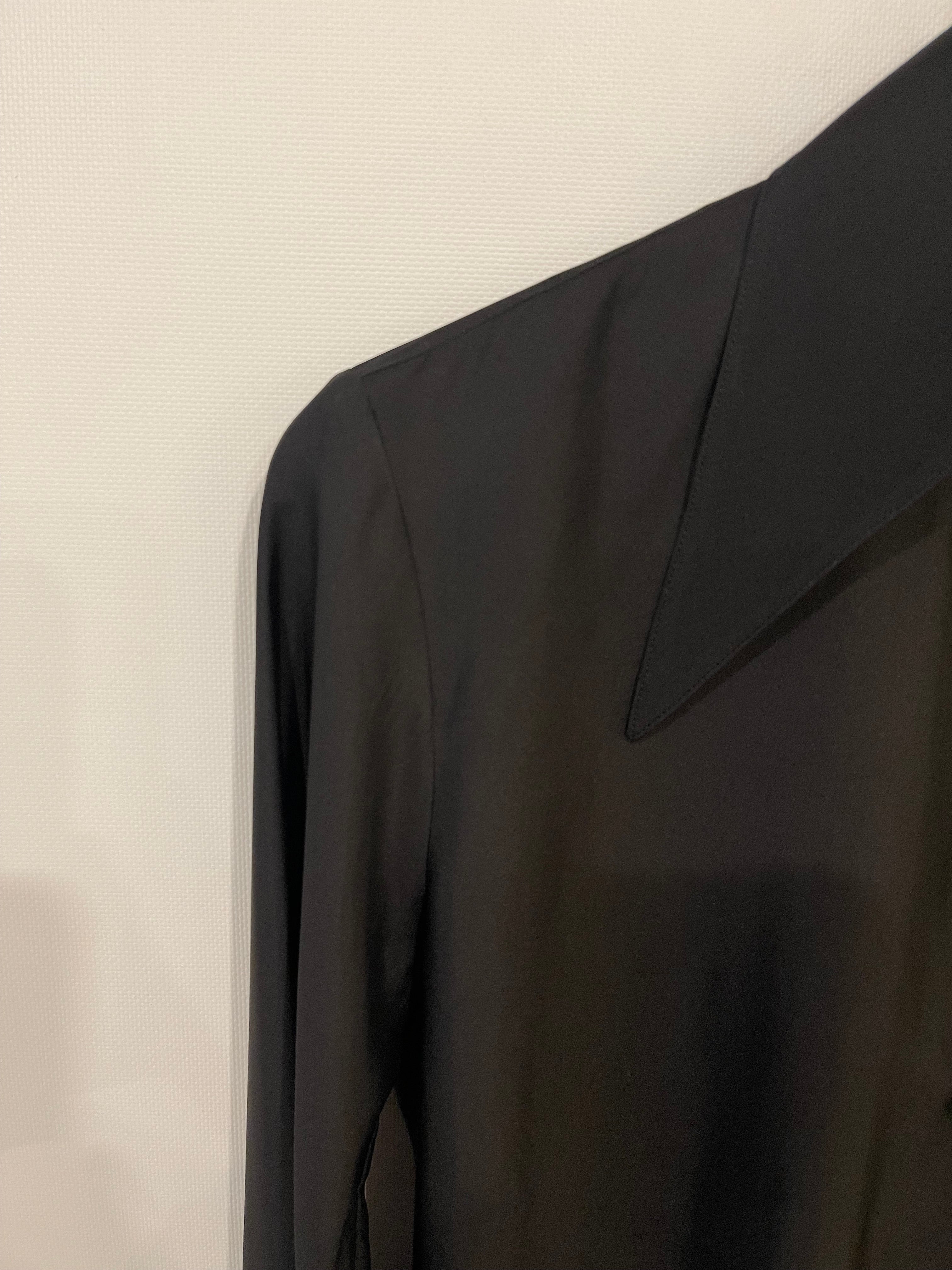 The Row Black Silk Long Sleeve Shirt with Collar Detail Size 0 (UK 4) - Image 6