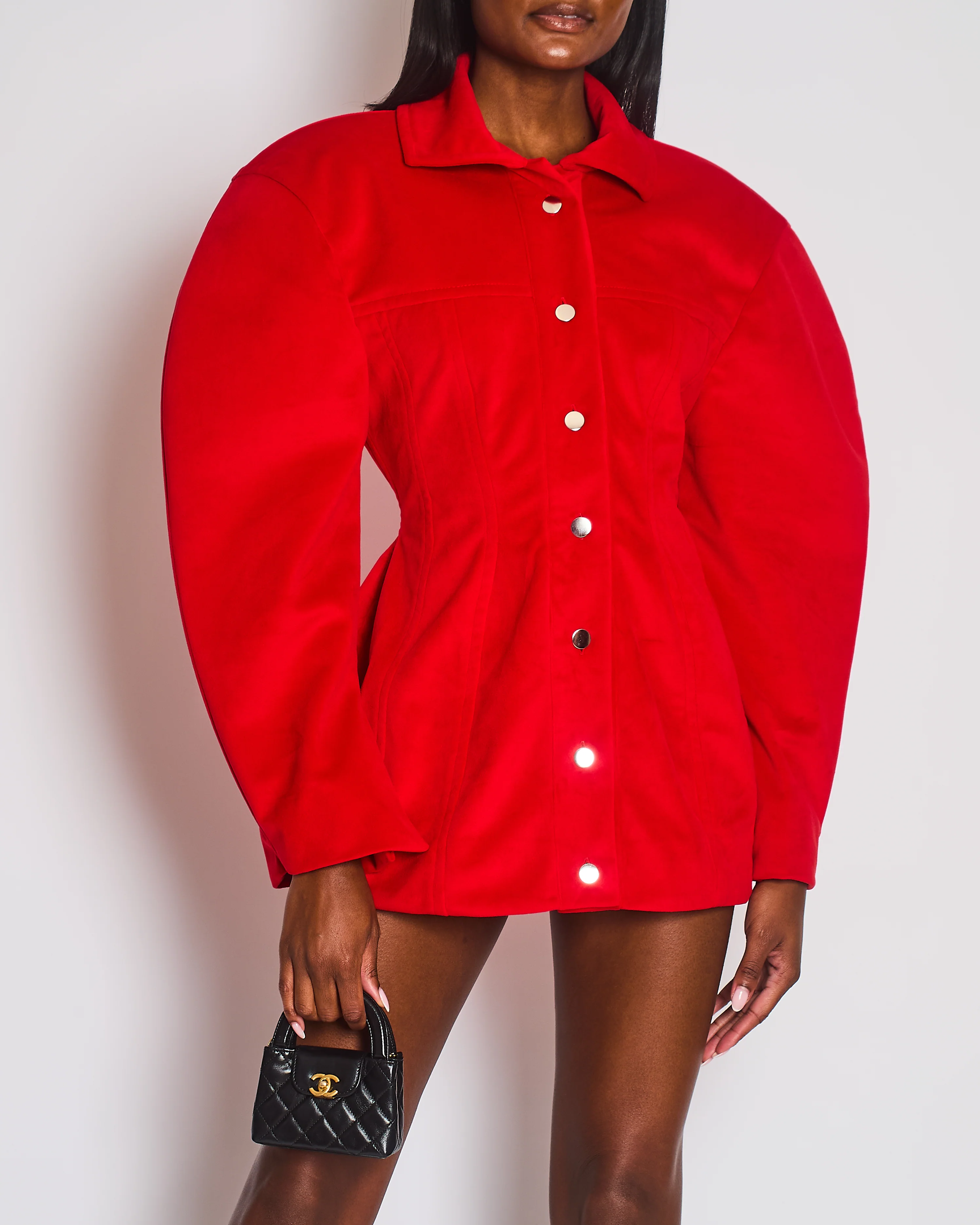 THEUNIESSEN Red "La Robe Karla" Structured Velvet Dress Size M (UK 10) - Image 3