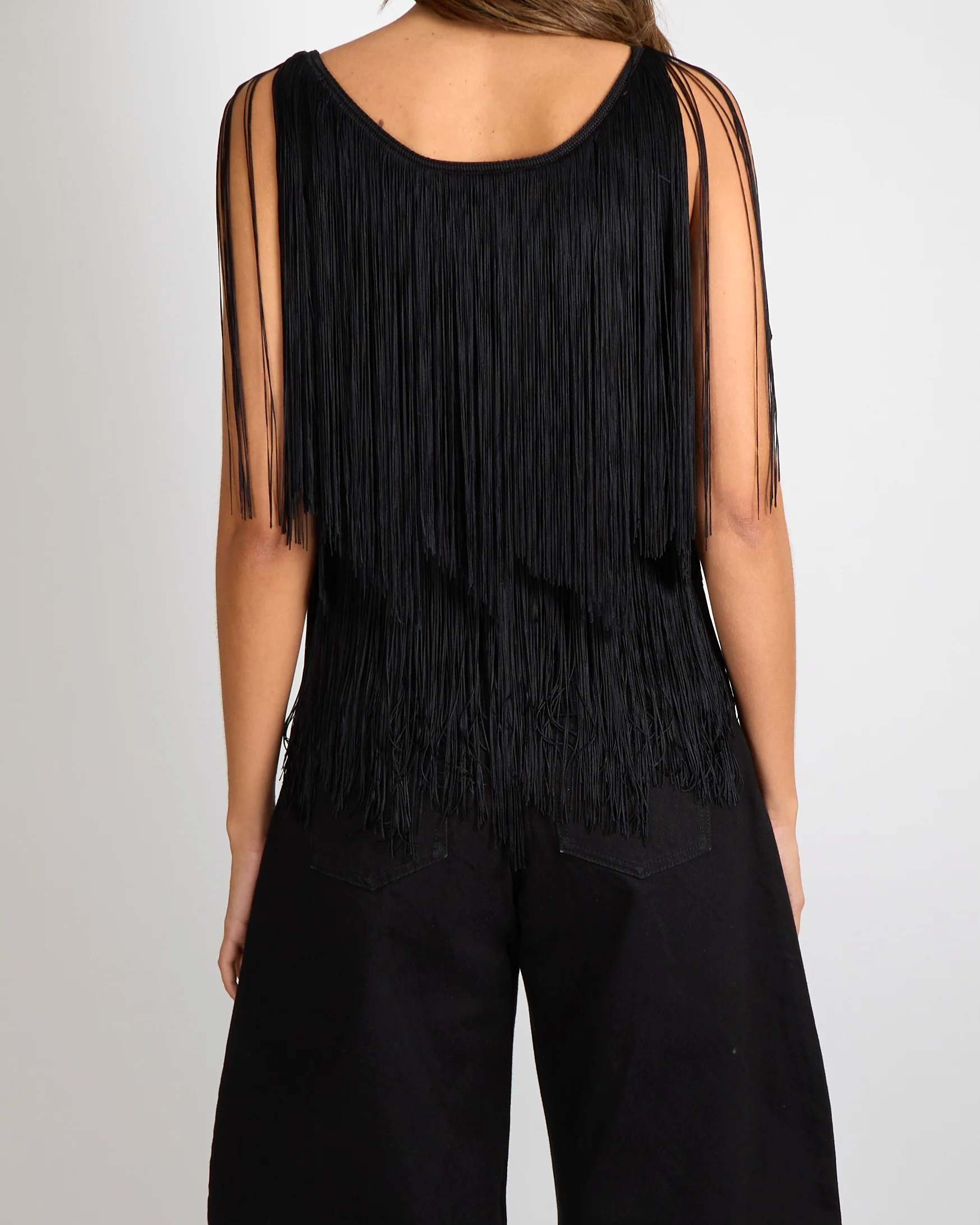Tom Ford Black Fringed Knitted Tank Top Size M (UK 10) - Image 3