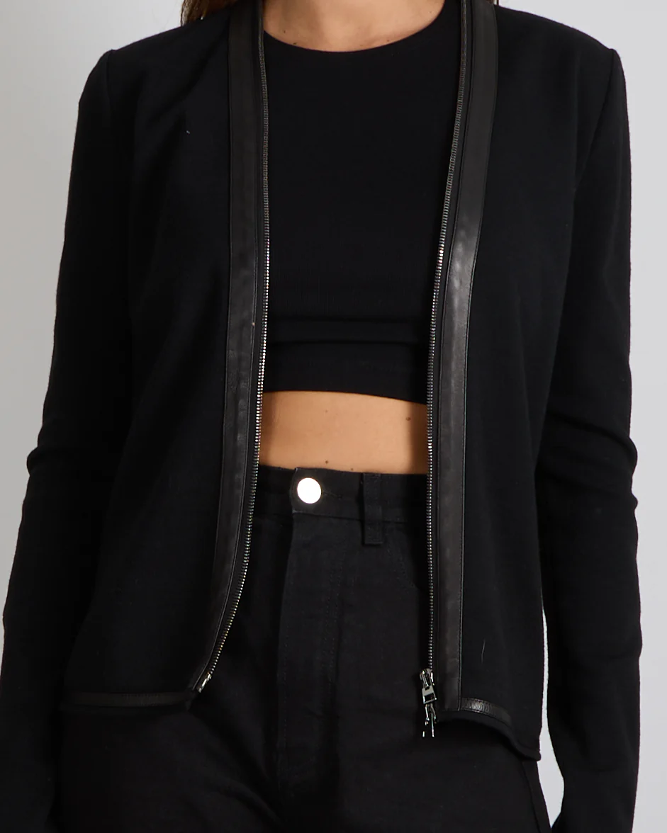 Tom Ford Black Wool Jacket with Lambskin Trims and Silver Zipper Detail Size IT 38 (UK 6) - Image 2