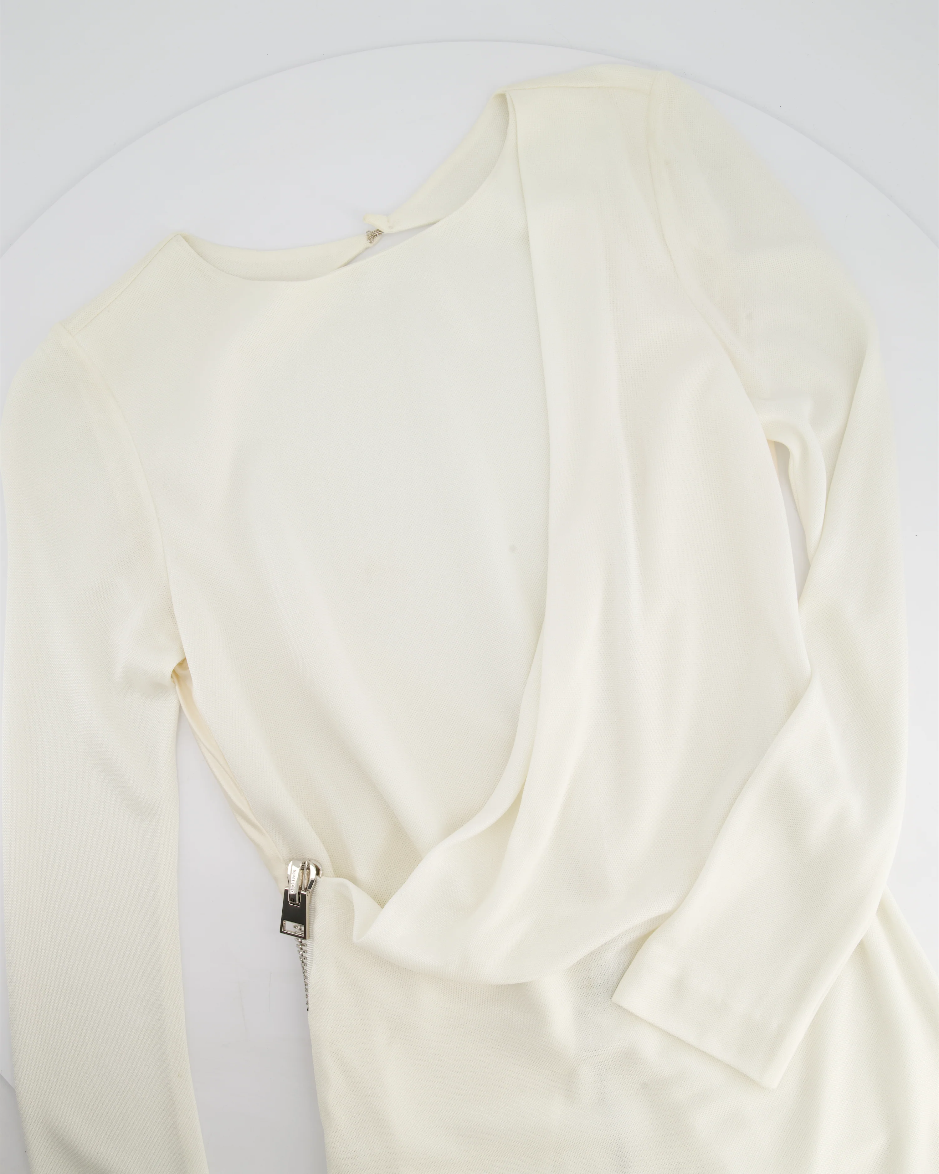 Tom Ford Cream Long Sleeve Backless Midi Dress with Zip Detail Size IT 40 (UK 8) - Image 5