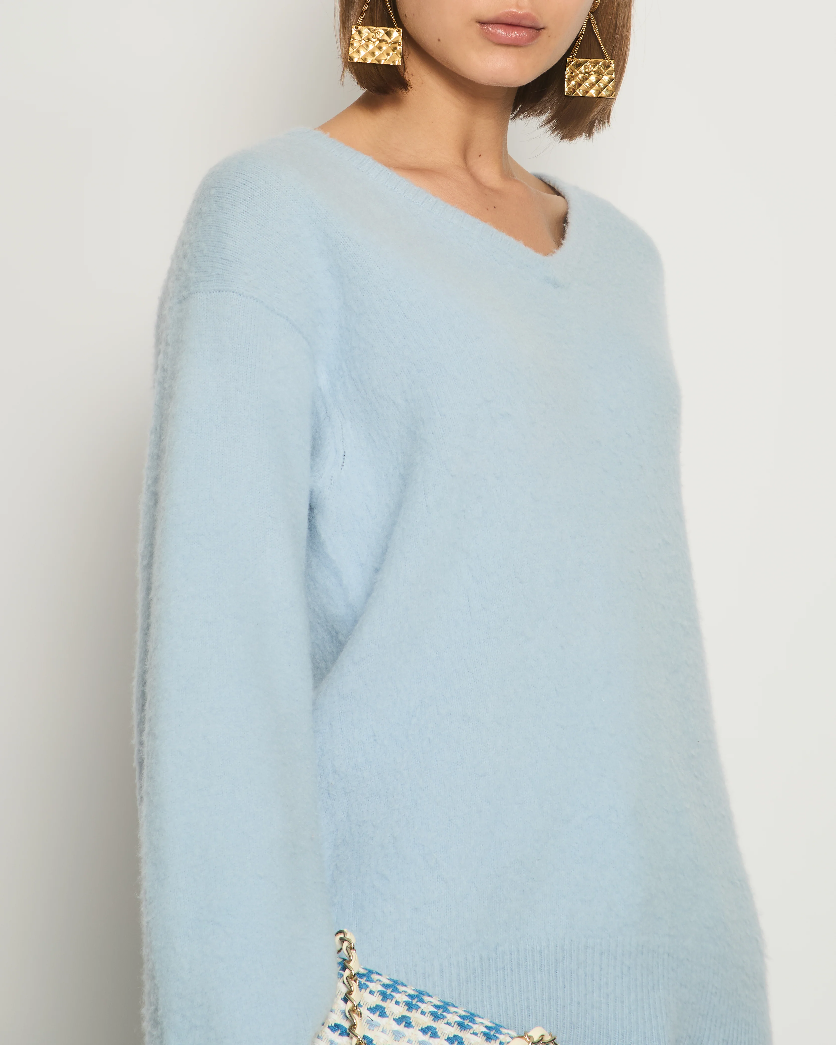 Tom Ford Powder Blue V-Neck Long Sleeve Jumper IT 38 (UK 6) - Image 2
