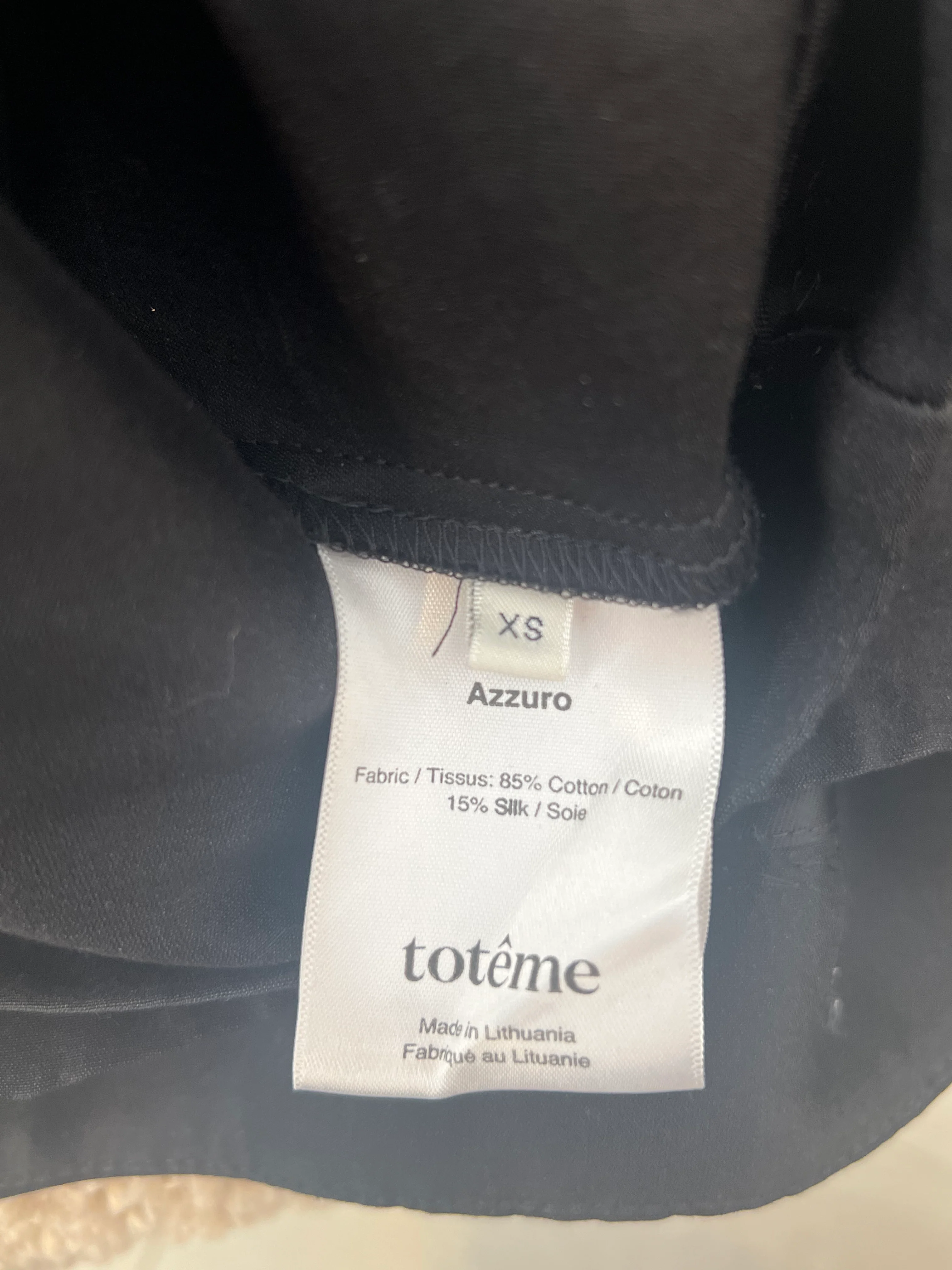 Toteme Black Cotton and Silk Blend Short Sleeved Azzuro Top Size XS (UK 6) - Image 10