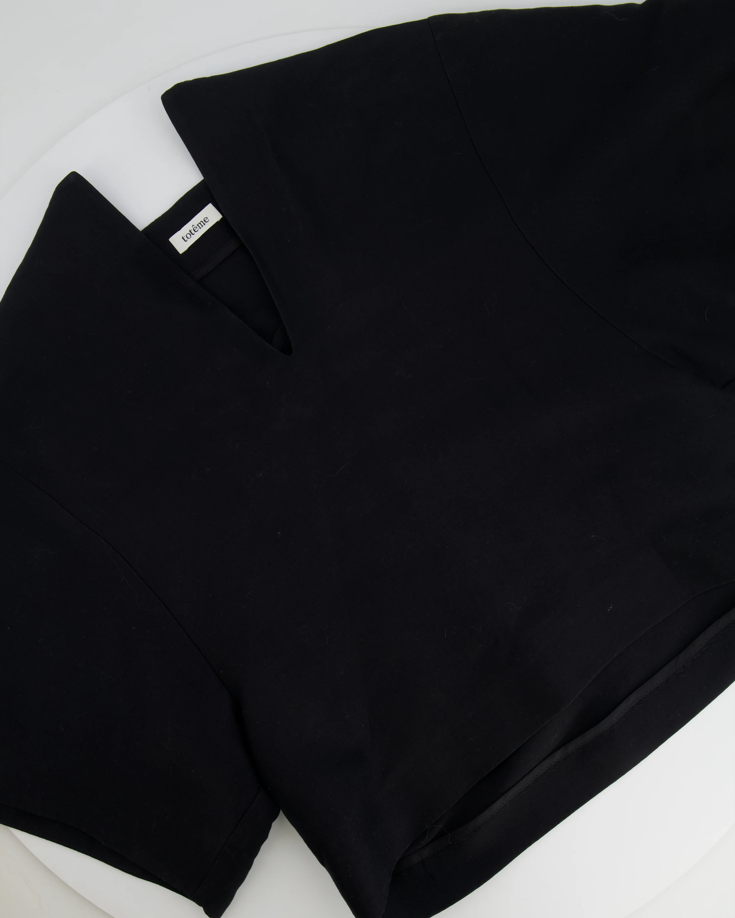 Toteme Black Cotton and Silk Blend Short Sleeved Azzuro Top Size XS (UK 6) - Image 4