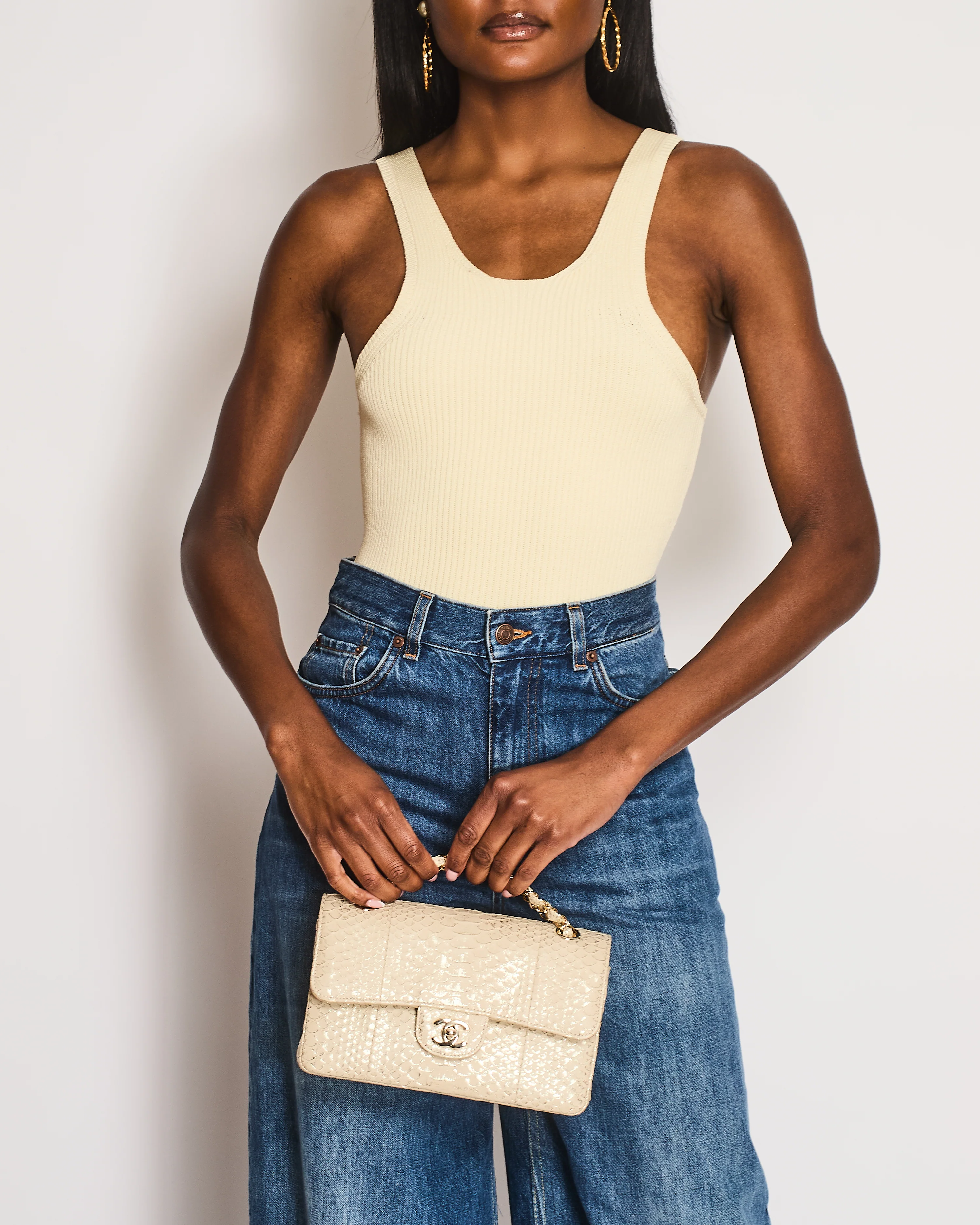 Toteme Cream Knit Curved Tank Top Size S (UK 8) - Image 3