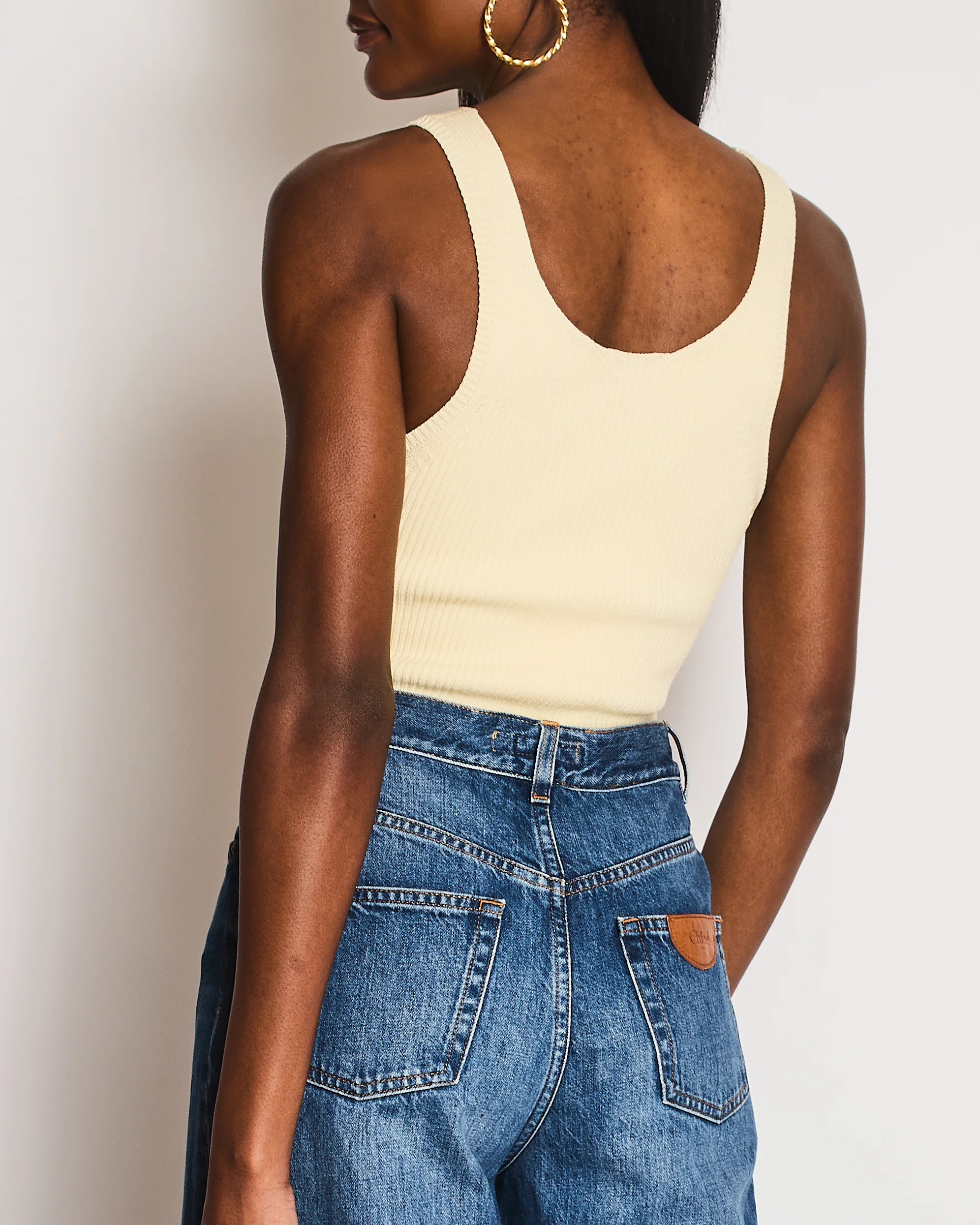 Toteme Cream Knit Curved Tank Top Size S (UK 8) - Image 5