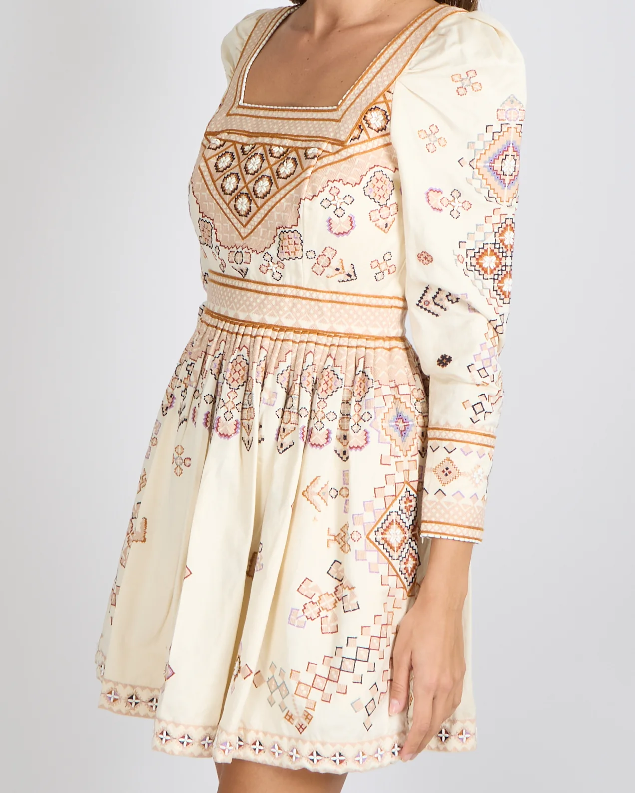 Ulla Johnson Cotton and Linen Blend Embroidered Adilah Mini Dress in Ochre Size 0 (UK 4-6) - Image 4
