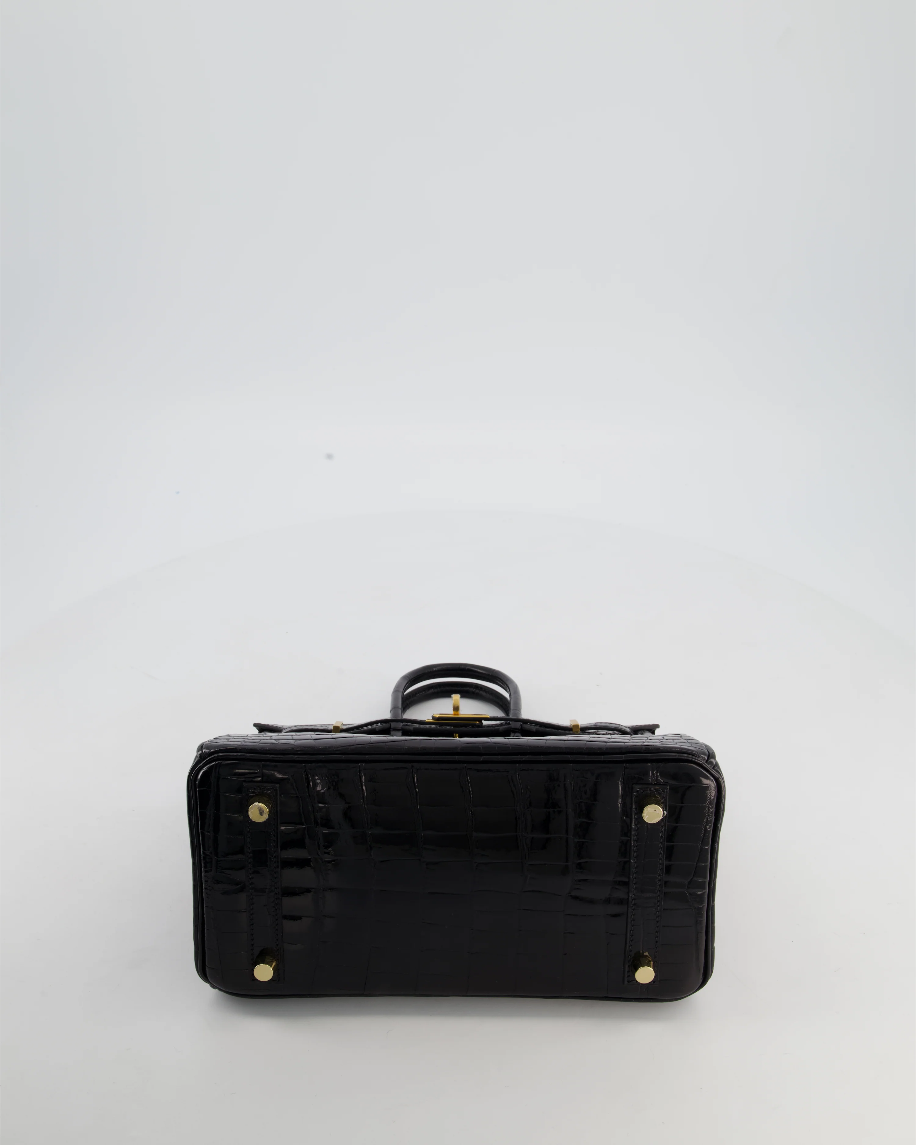 *ULTRA RARE* Hermès Birkin 25 Retourne Bag in Noir Shiny Crocodile Niloticus Leather with Gold Hardware - Image 19