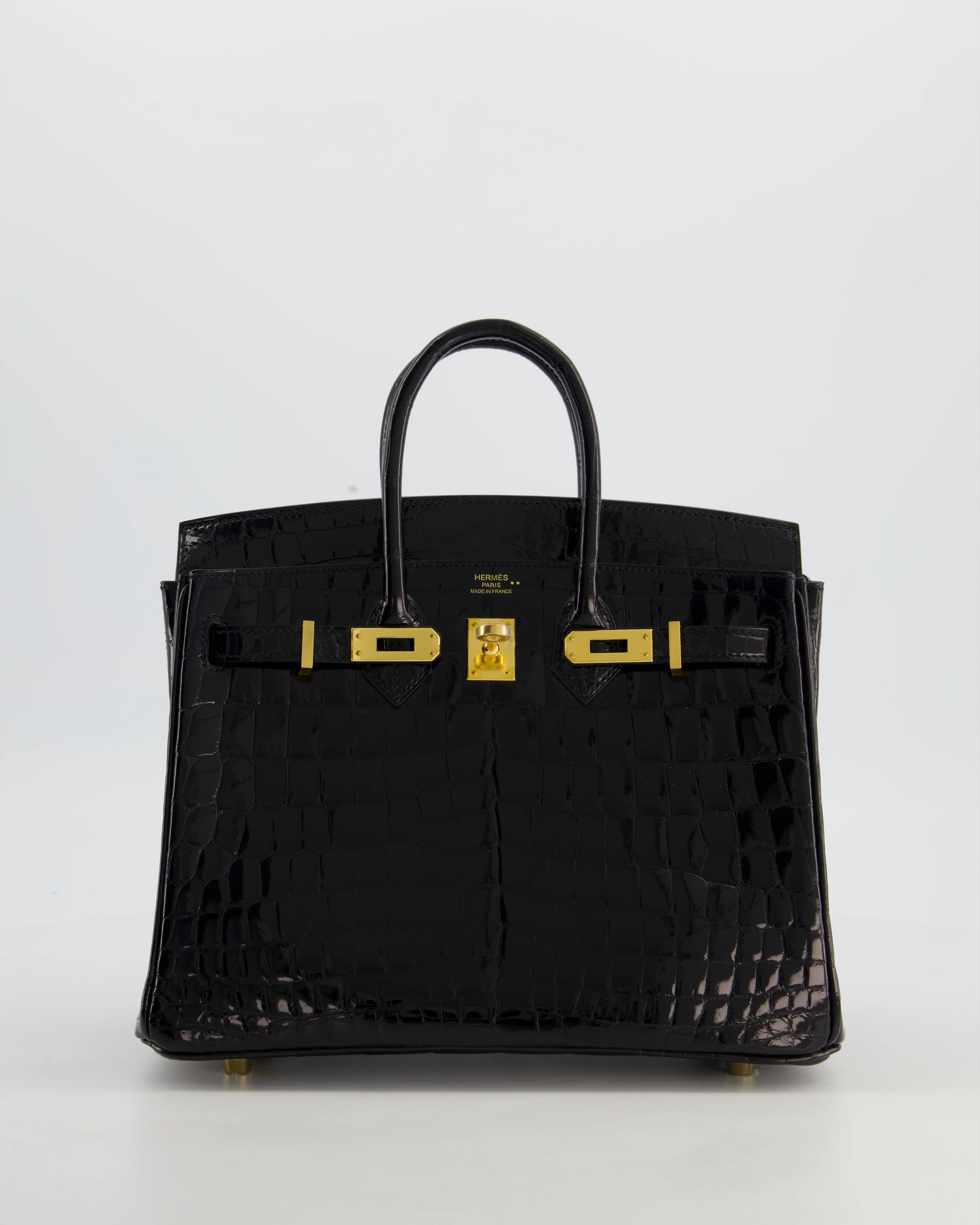 *ULTRA RARE* Hermès Birkin 25 Retourne Bag in Noir Shiny Crocodile Niloticus Leather with Gold Hardware - Image 2