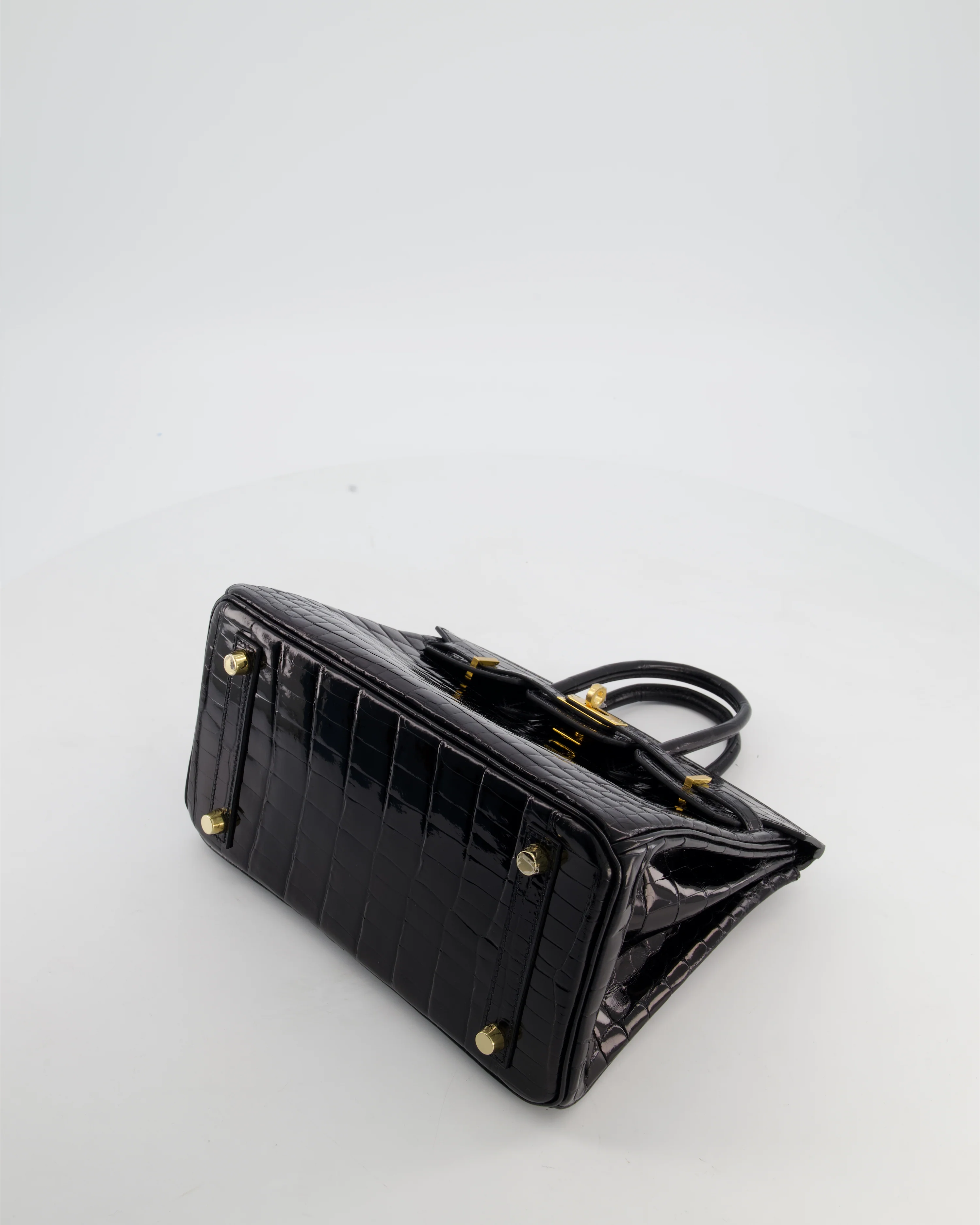 *ULTRA RARE* Hermès Birkin 25 Retourne Bag in Noir Shiny Crocodile Niloticus Leather with Gold Hardware - Image 20