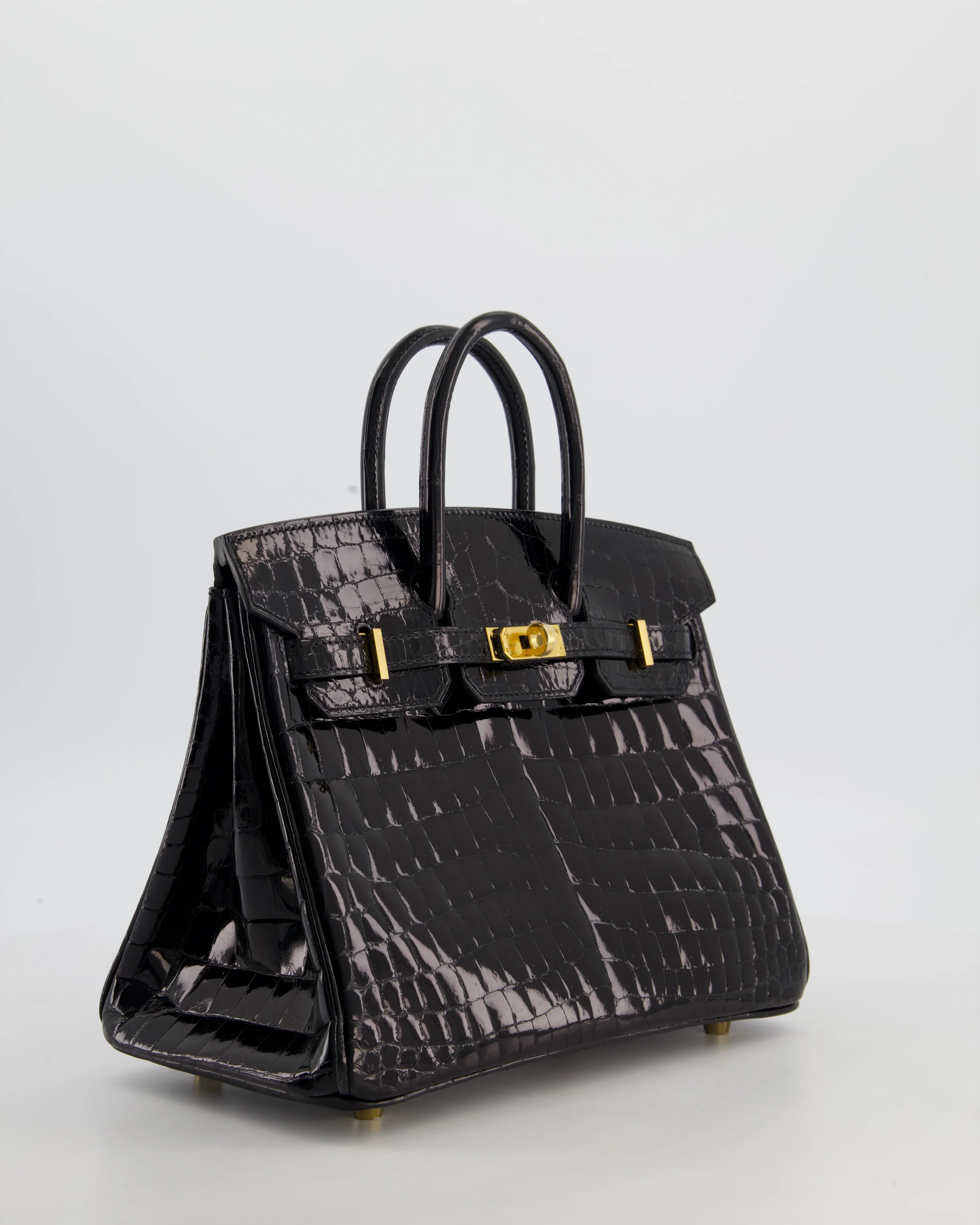 *ULTRA RARE* Hermès Birkin 25 Retourne Bag in Noir Shiny Crocodile Niloticus Leather with Gold Hardware - Image 3